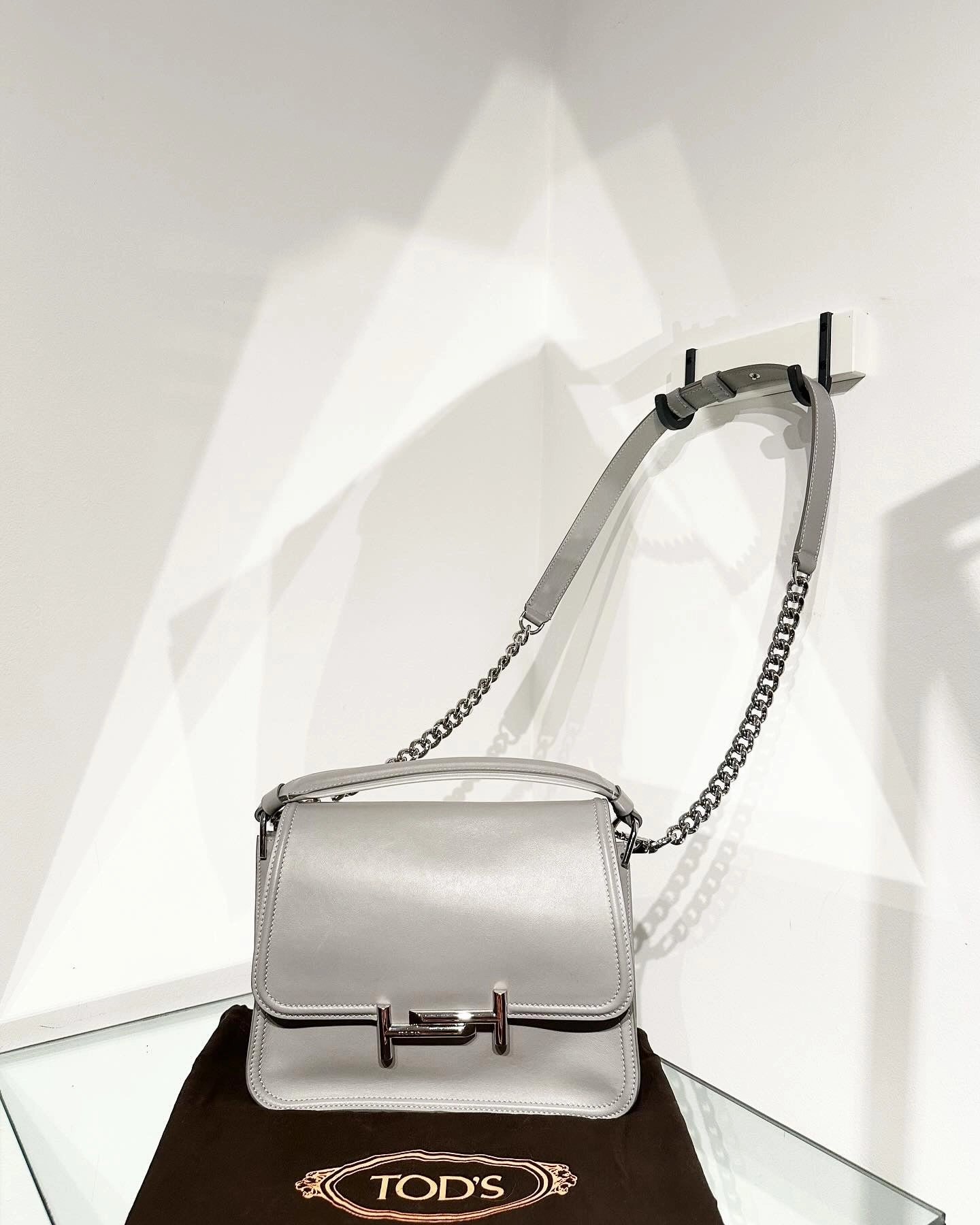 TODS Small Double T Logo Leather Handle Shoulder Crossbody Bag