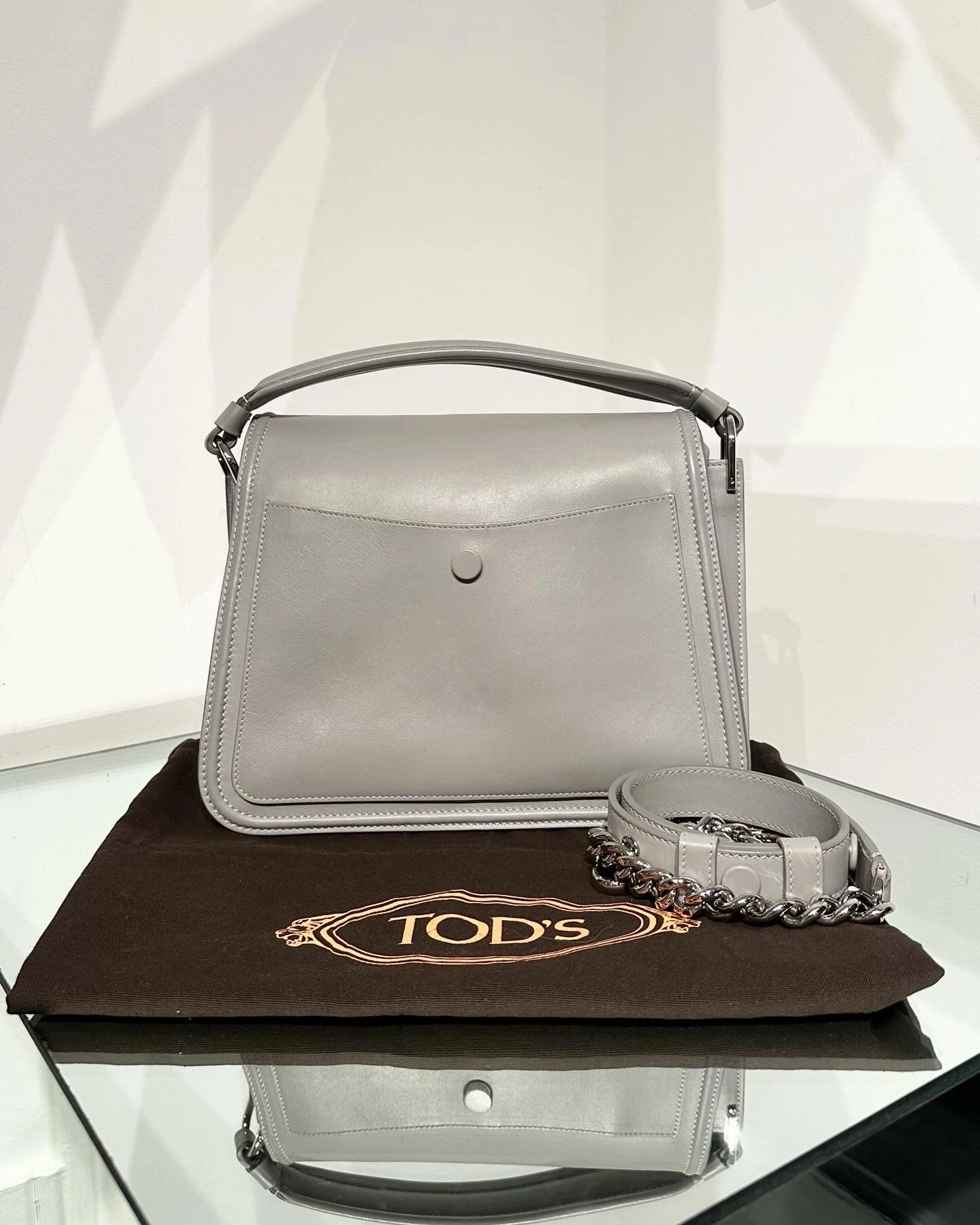 TODS Small Double T Logo Leather Handle Shoulder Crossbody Bag