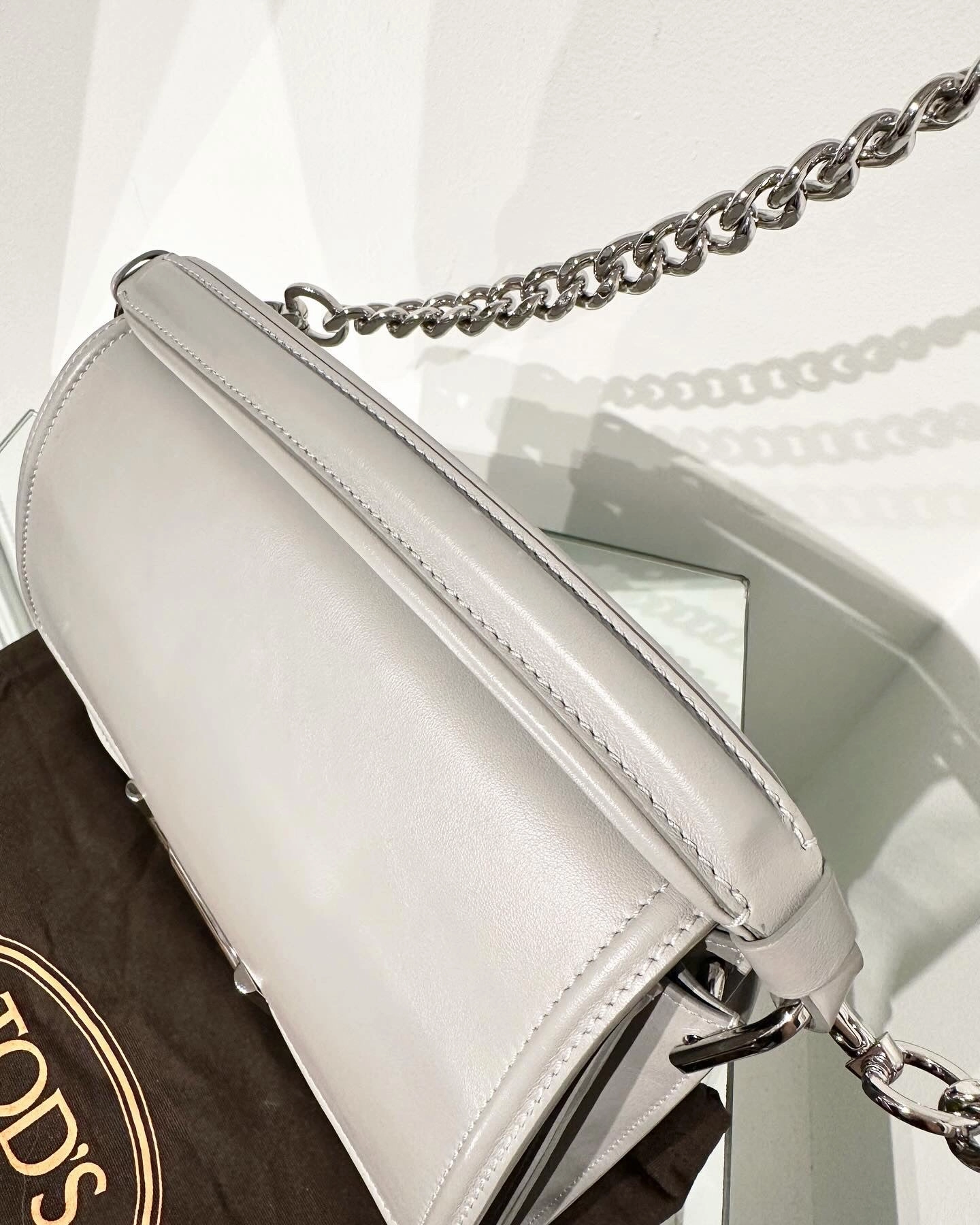 TODS Small Double T Logo Leather Handle Shoulder Crossbody Bag