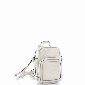 Top Handle Crossbody Bag GG Embossed Perforated Leather Mini