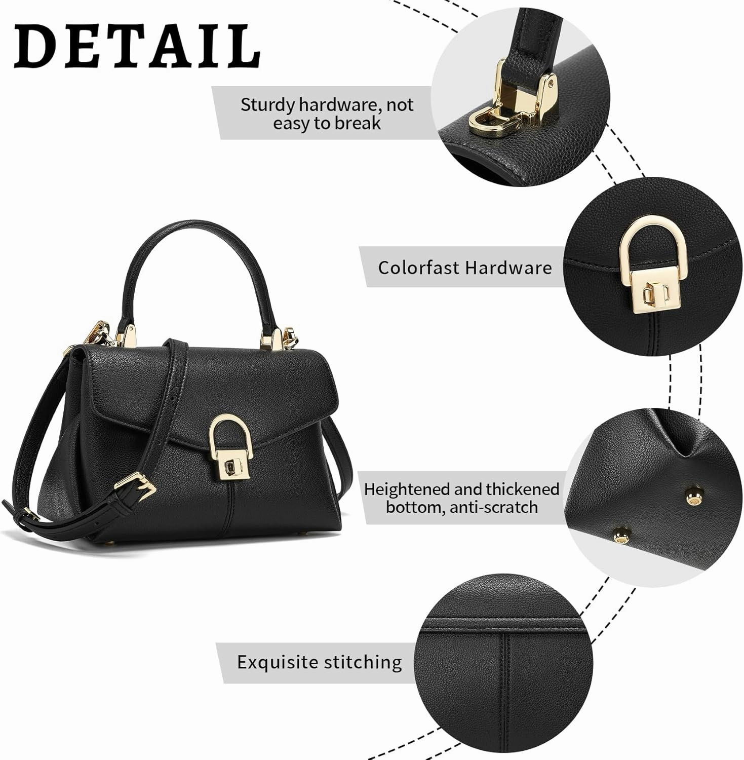 Top Handle Leather Tote Satchel Bag for Women, Ladies Shoulder Purses with Metal Button Lock