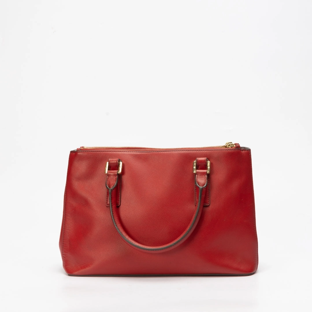 Tory Burch Red Leather Robinson Double Zip Tote