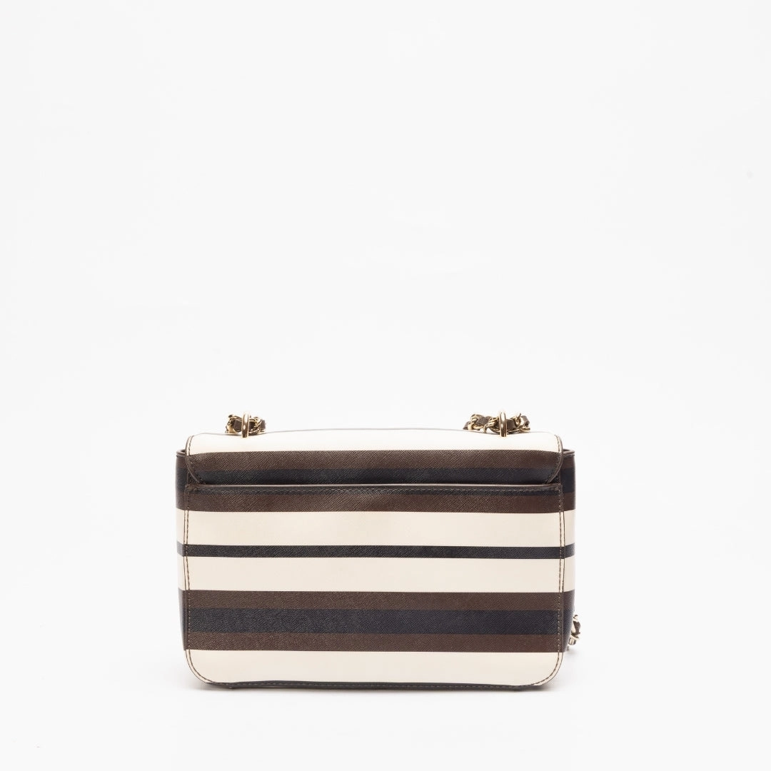 Tory Burch Striped Chain Linked Crossbody Bag