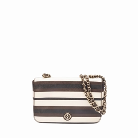 Tory Burch Striped Chain Linked Crossbody Bag