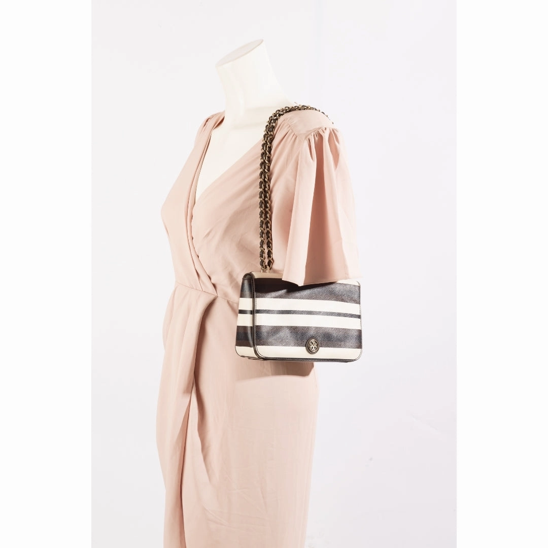 Tory Burch Striped Chain Linked Crossbody Bag