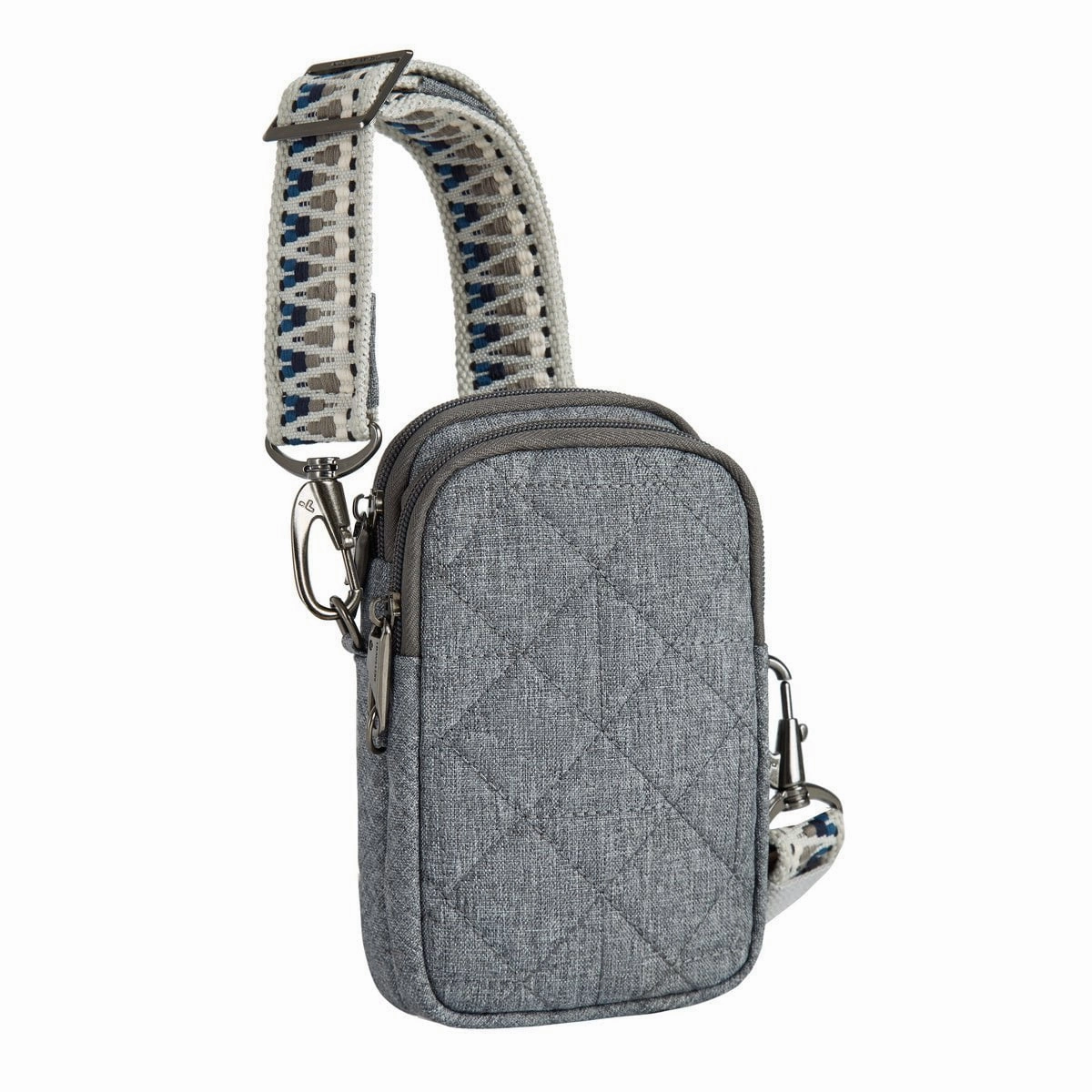 Travelon Anti-Theft Boho 2 Compartment Phone Crossbody - Geo Gray Heather