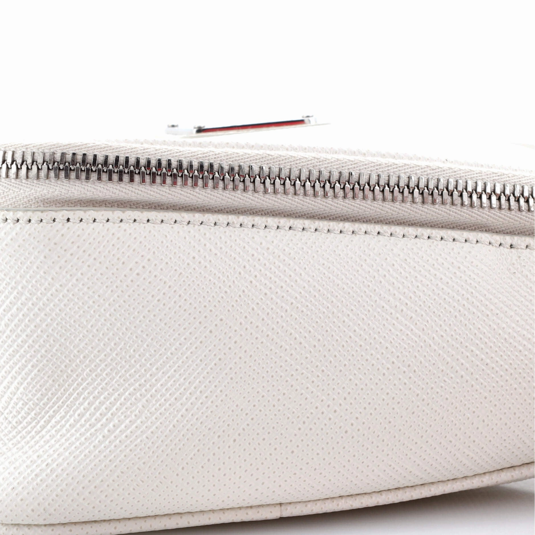 Triangle Logo Zip Around Shoulder Bag Saffiano Leather