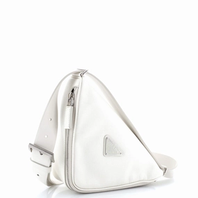Triangle Logo Zip Around Shoulder Bag Saffiano Leather