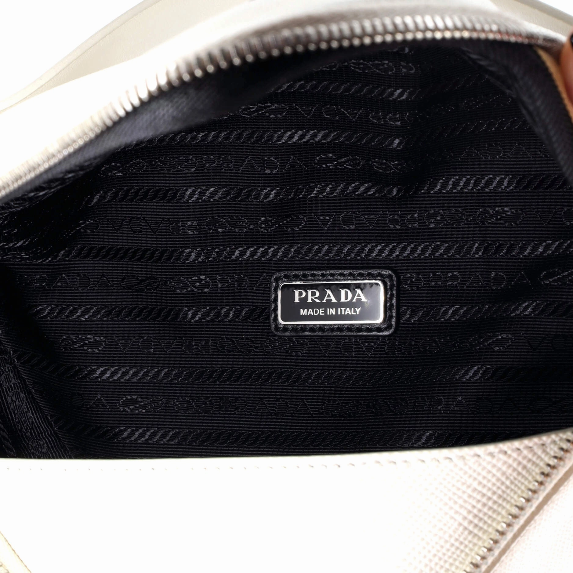 Triangle Logo Zip Around Shoulder Bag Saffiano Leather