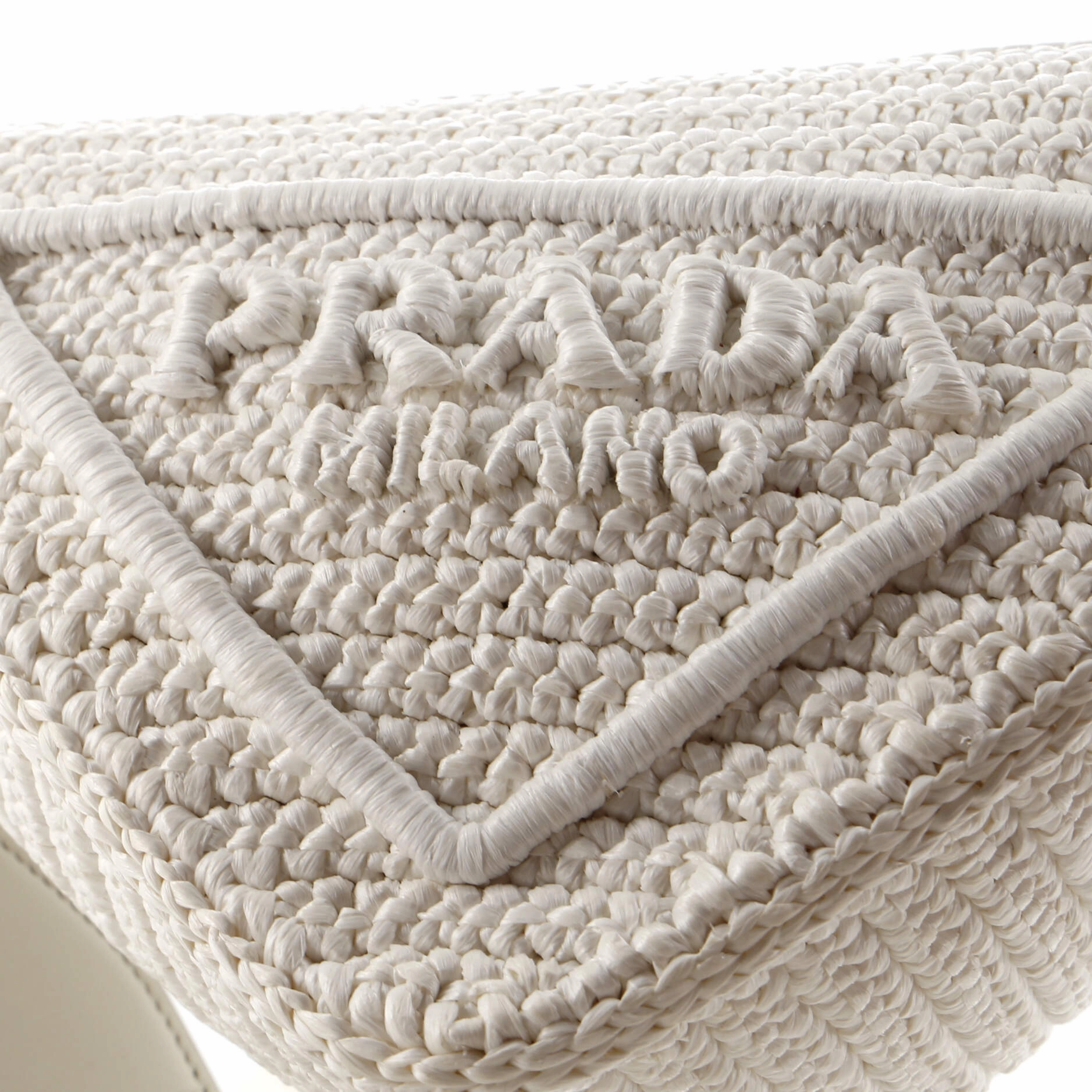 Triangle Logo Zip Crossbody Bag Crochet Raffia Small
