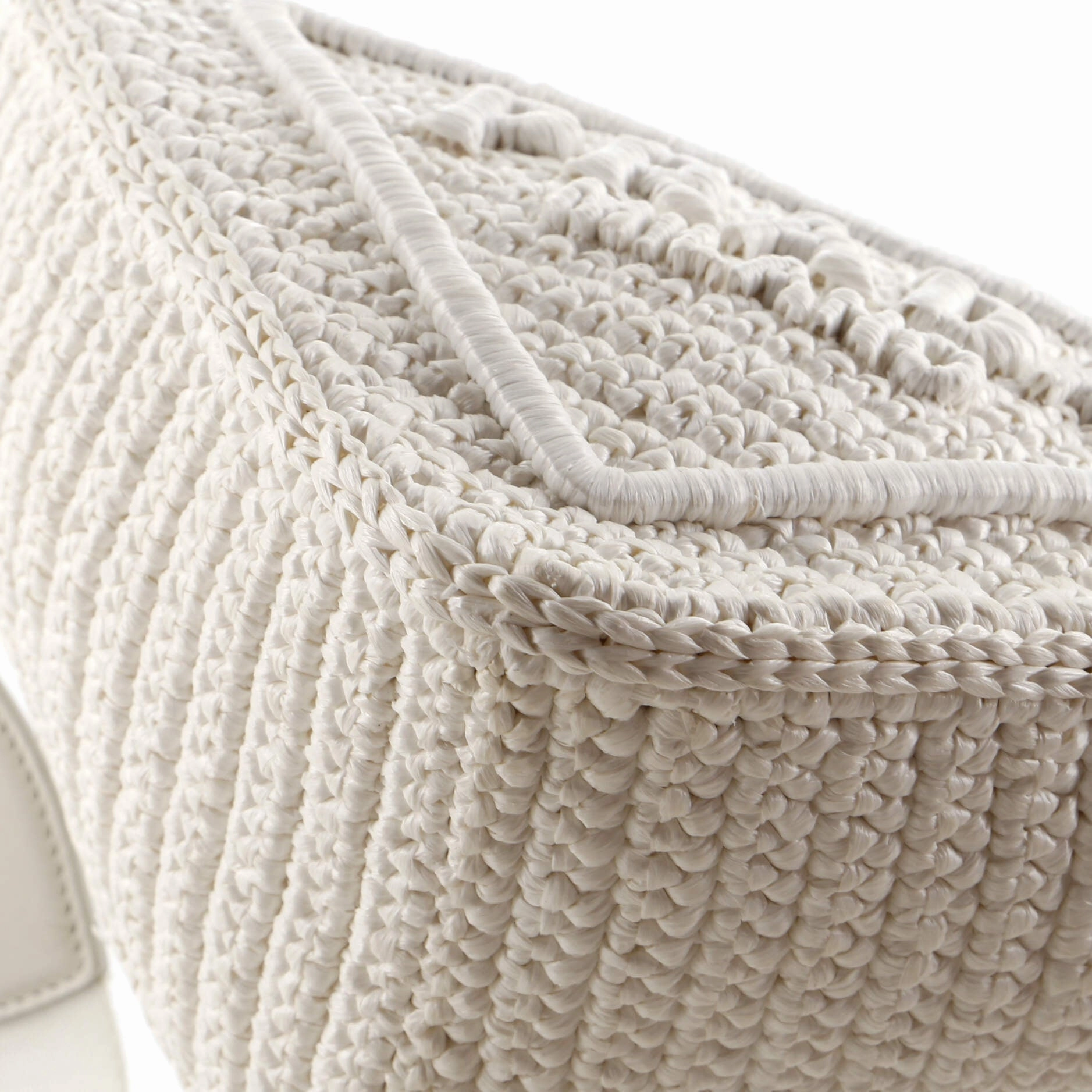 Triangle Logo Zip Crossbody Bag Crochet Raffia Small