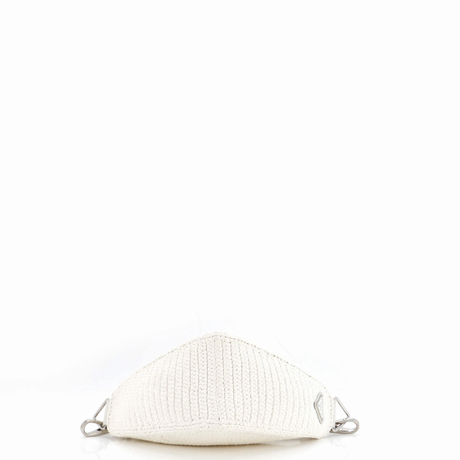 Triangle Logo Zip Crossbody Bag Crochet Raffia Small