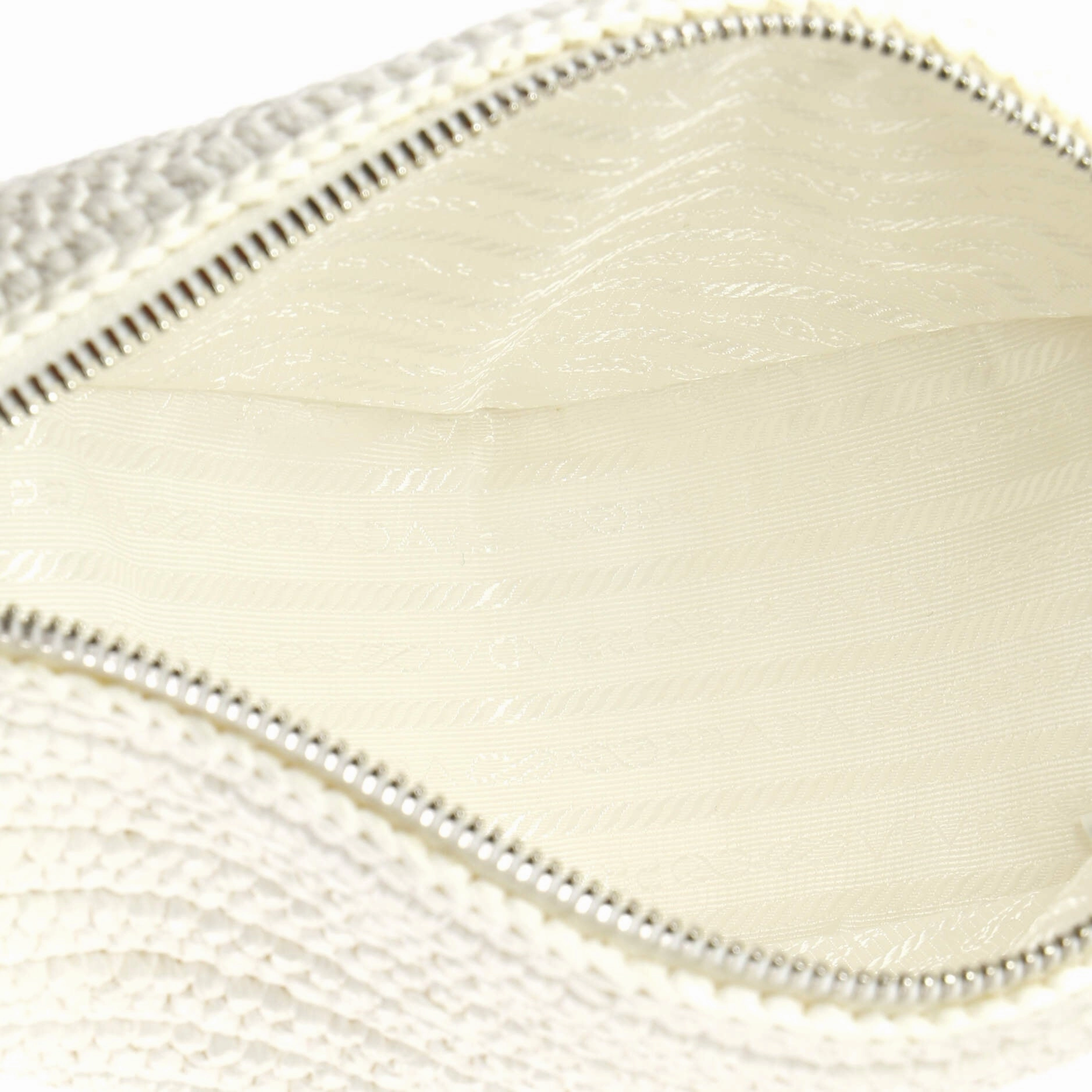 Triangle Logo Zip Crossbody Bag Crochet Raffia Small