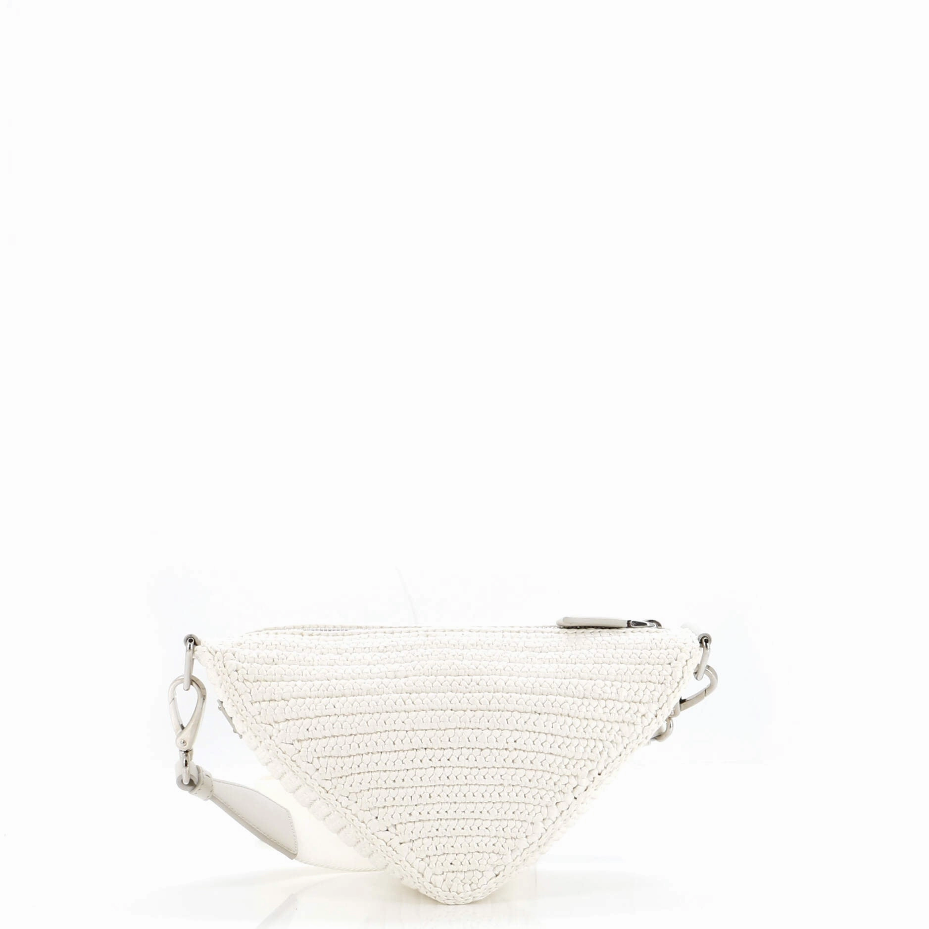 Triangle Logo Zip Crossbody Bag Crochet Raffia Small