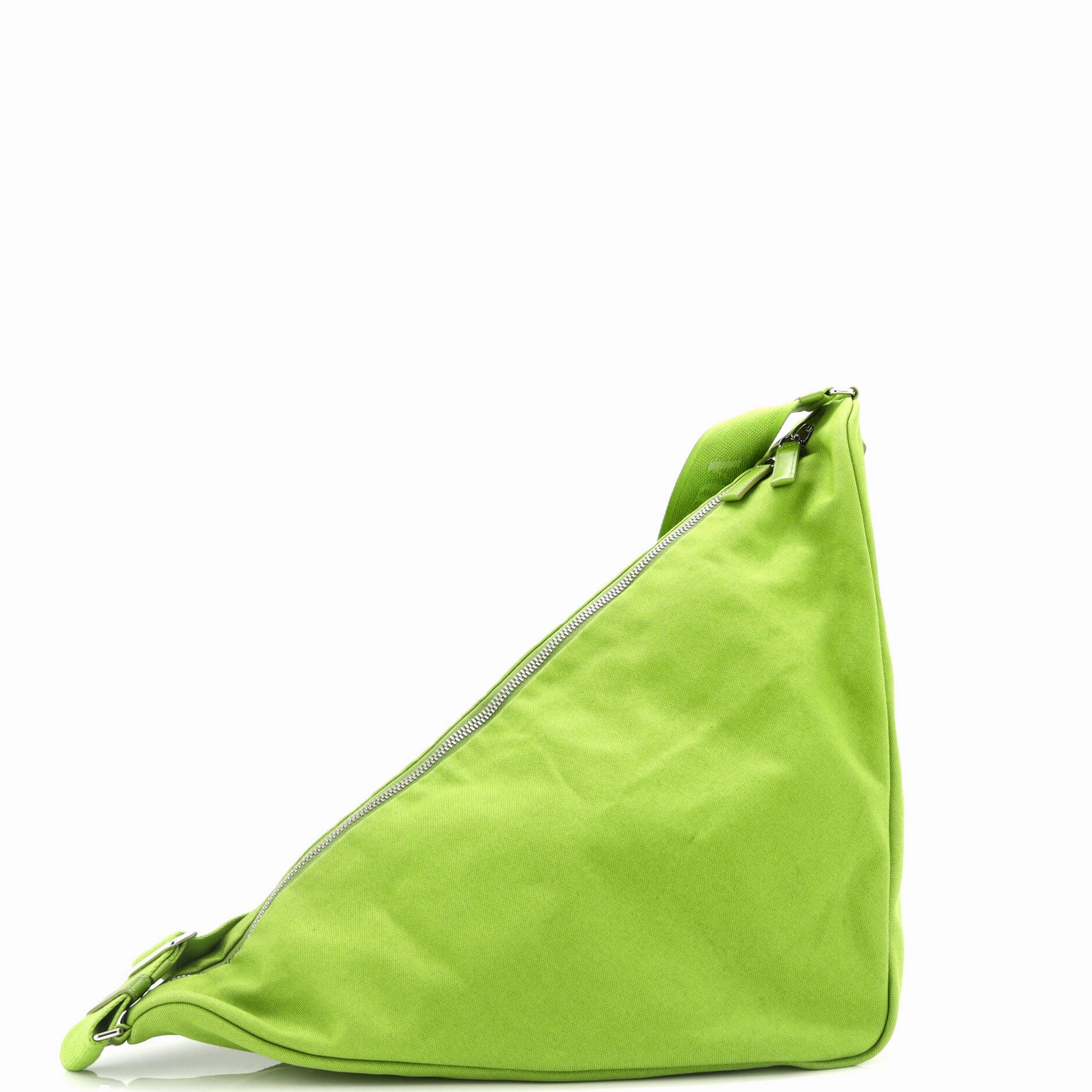 Triangle Logo Zip Crossbody Bag Embossed Canvas Large