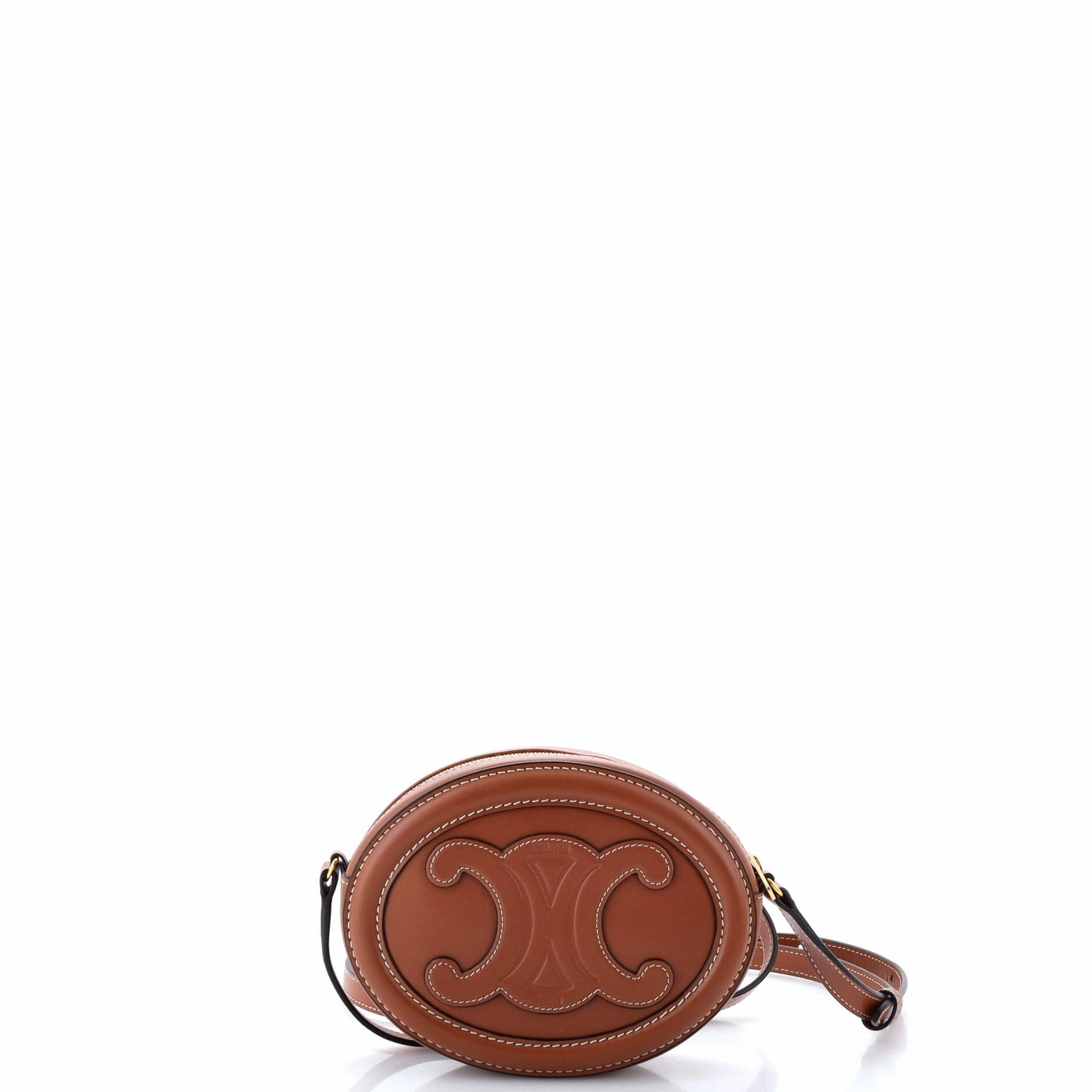 Triomphe Oval Crossbody Bag Leather Mini
