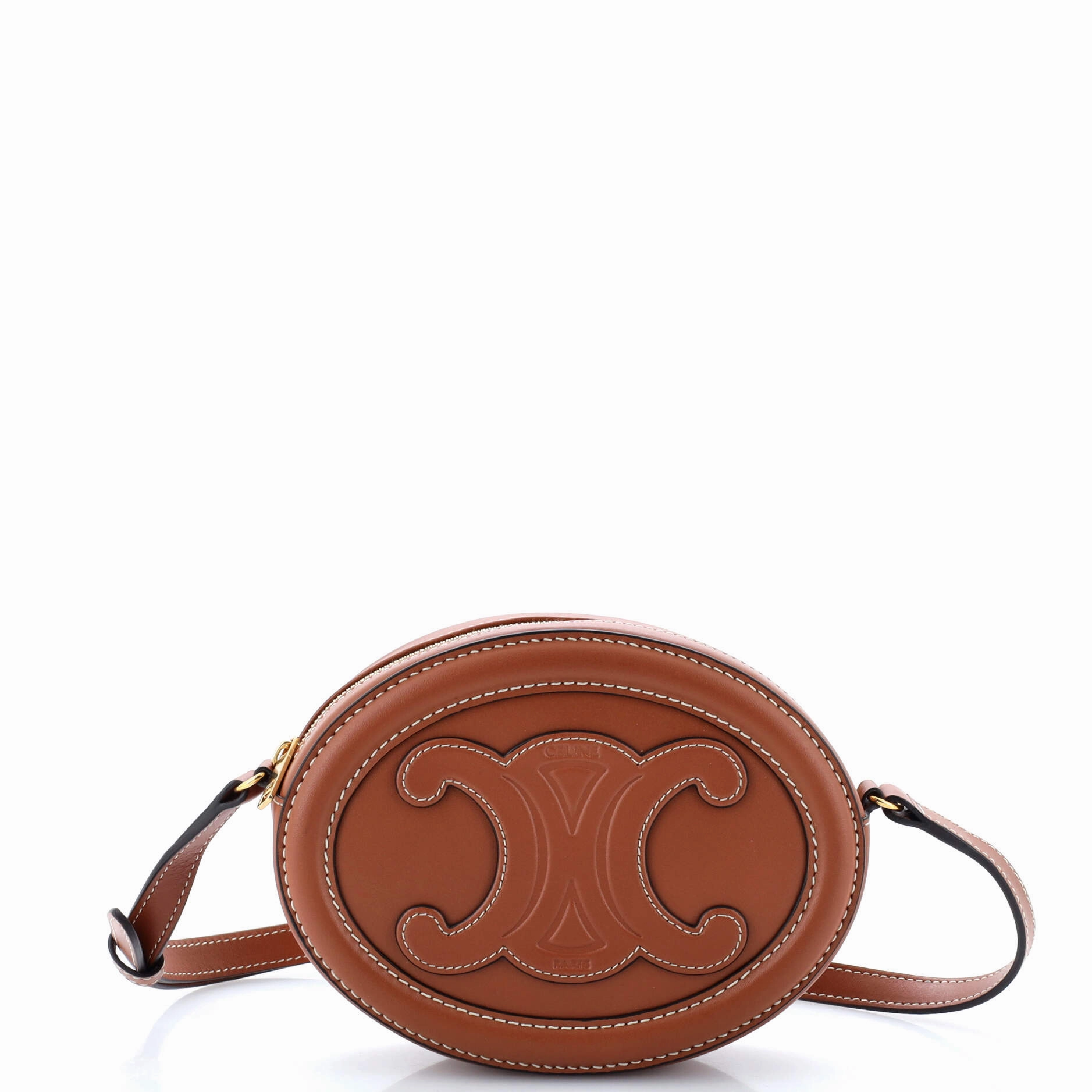 Triomphe Oval Crossbody Bag Leather Mini