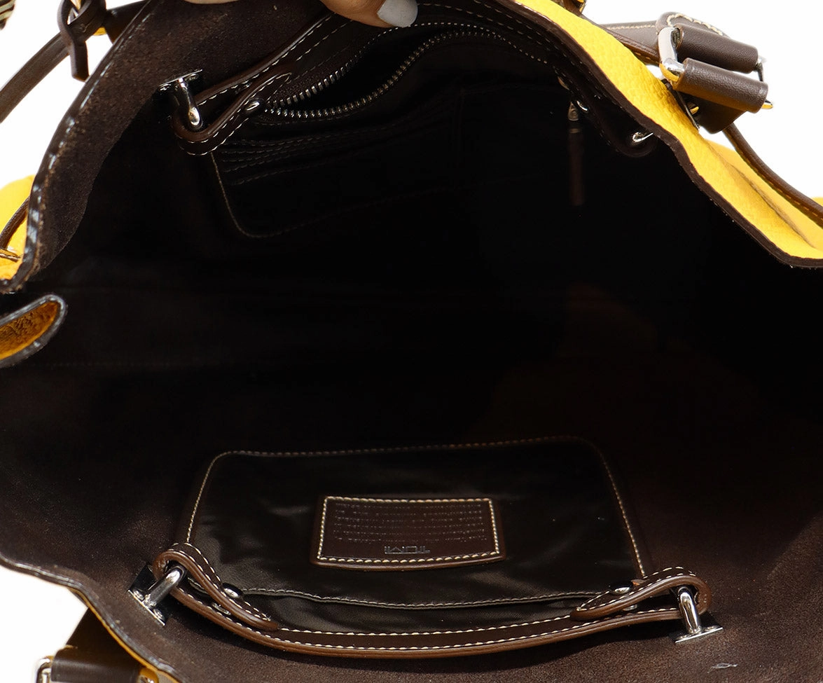 Tumi Marigold & Brown Leather Shoulder Bag