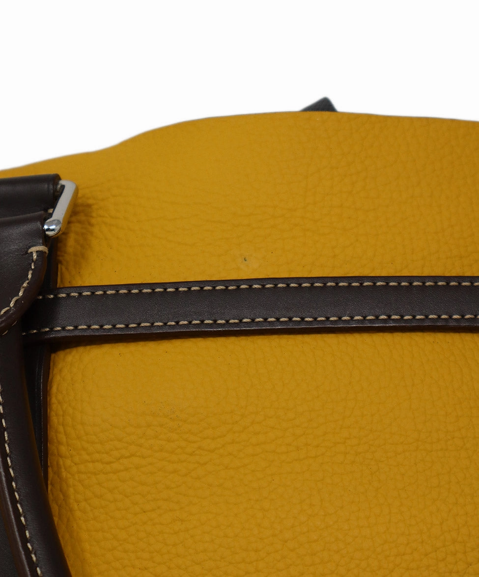 Tumi Marigold & Brown Leather Shoulder Bag