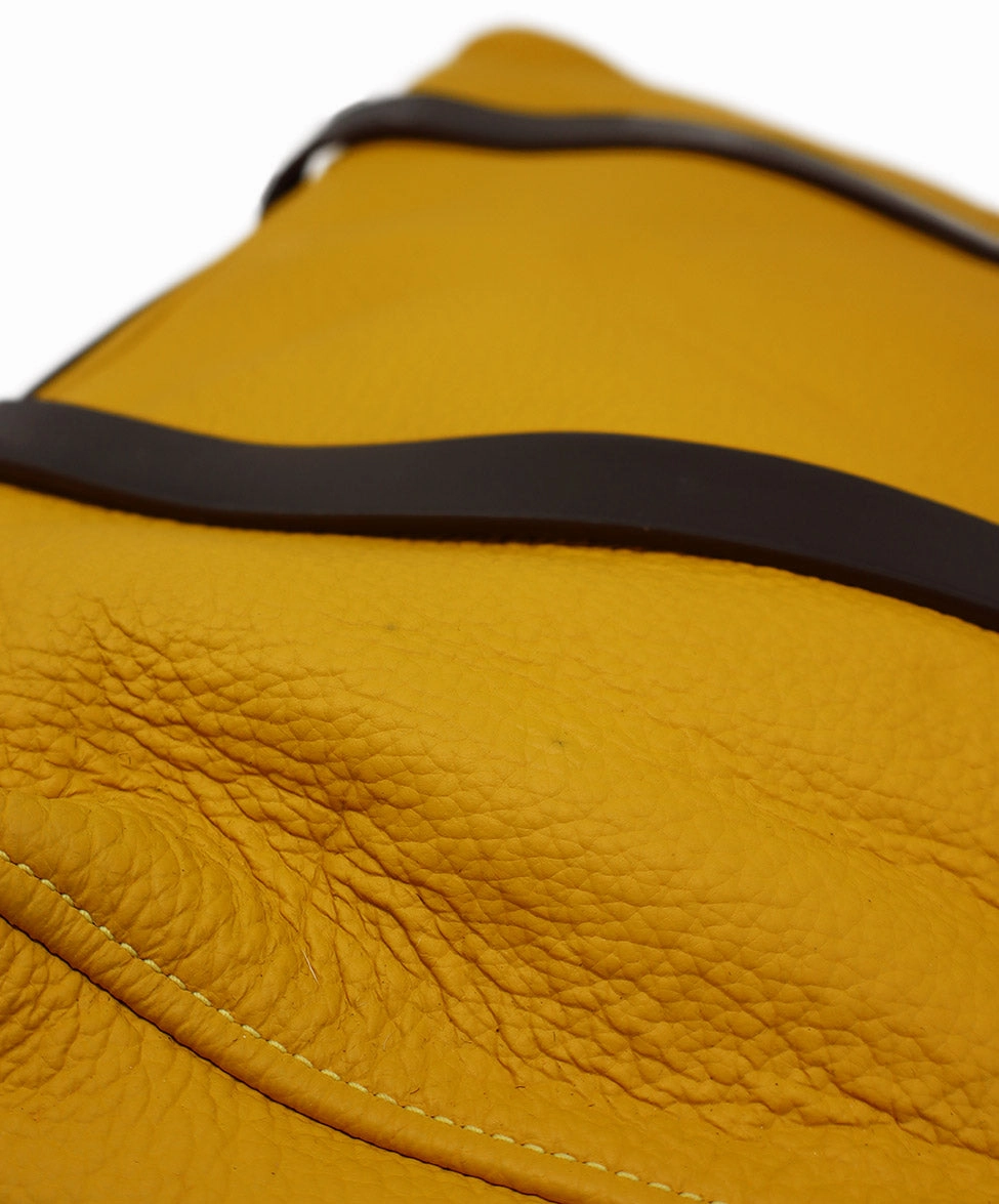 Tumi Marigold & Brown Leather Shoulder Bag