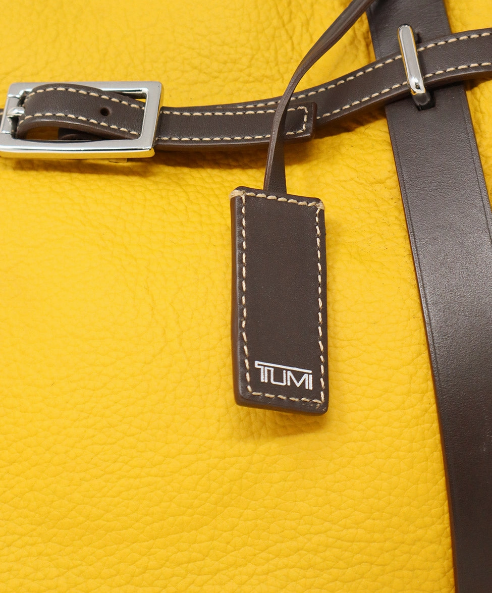 Tumi Marigold & Brown Leather Shoulder Bag
