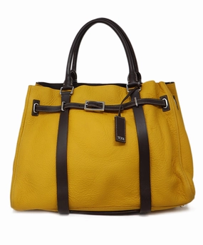 Tumi Marigold & Brown Leather Shoulder Bag