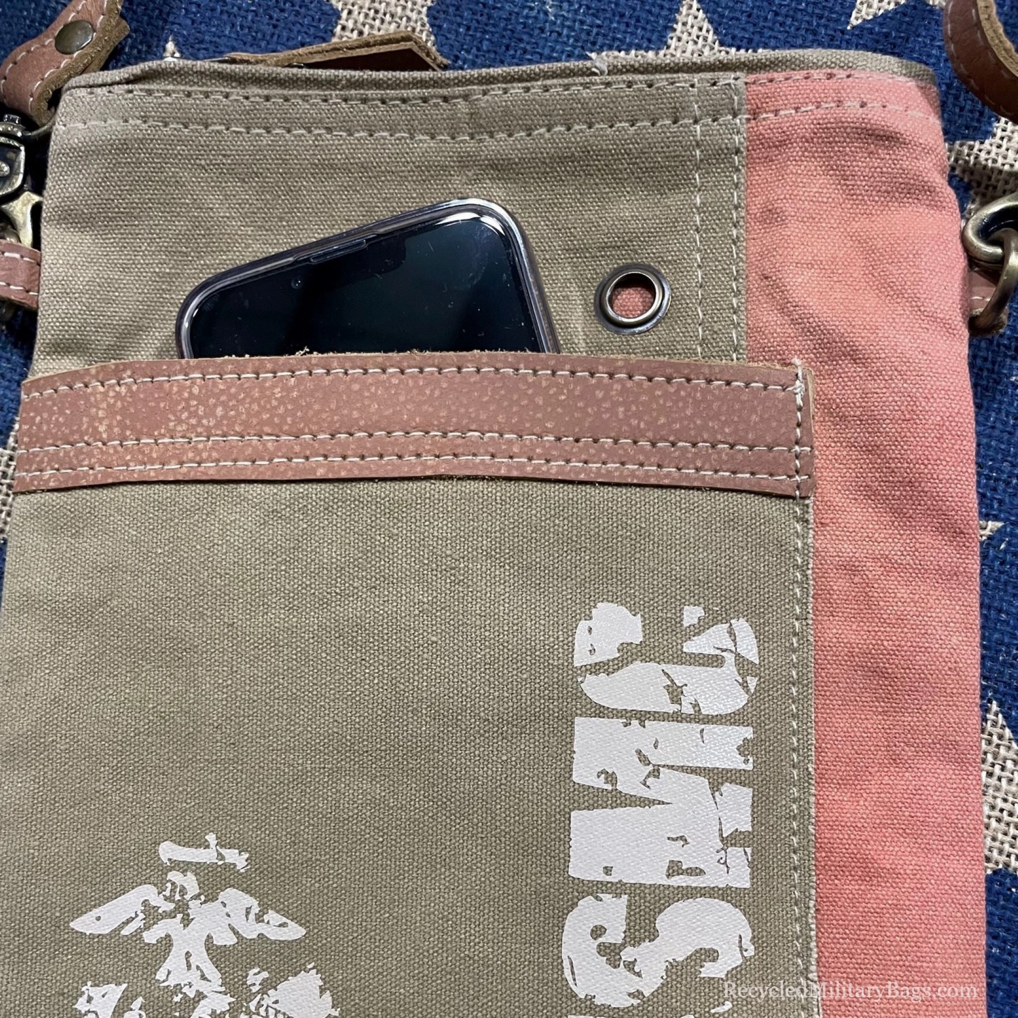 USMC Small Sustainable Canvas Crossbody or Passport Bag