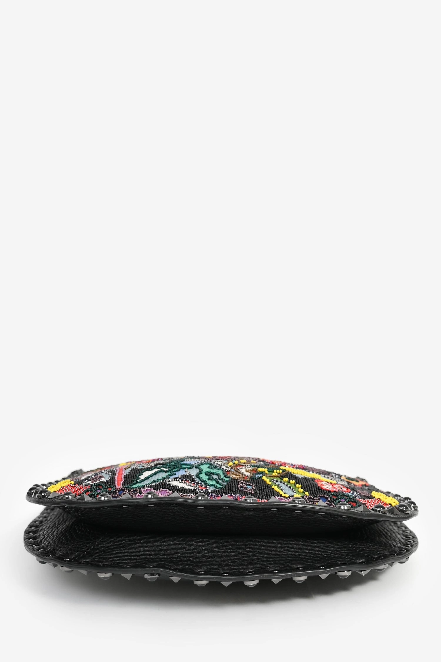 Valentino 2018 Black Leather Multicolour Beaded Guitar Crossbody Bag