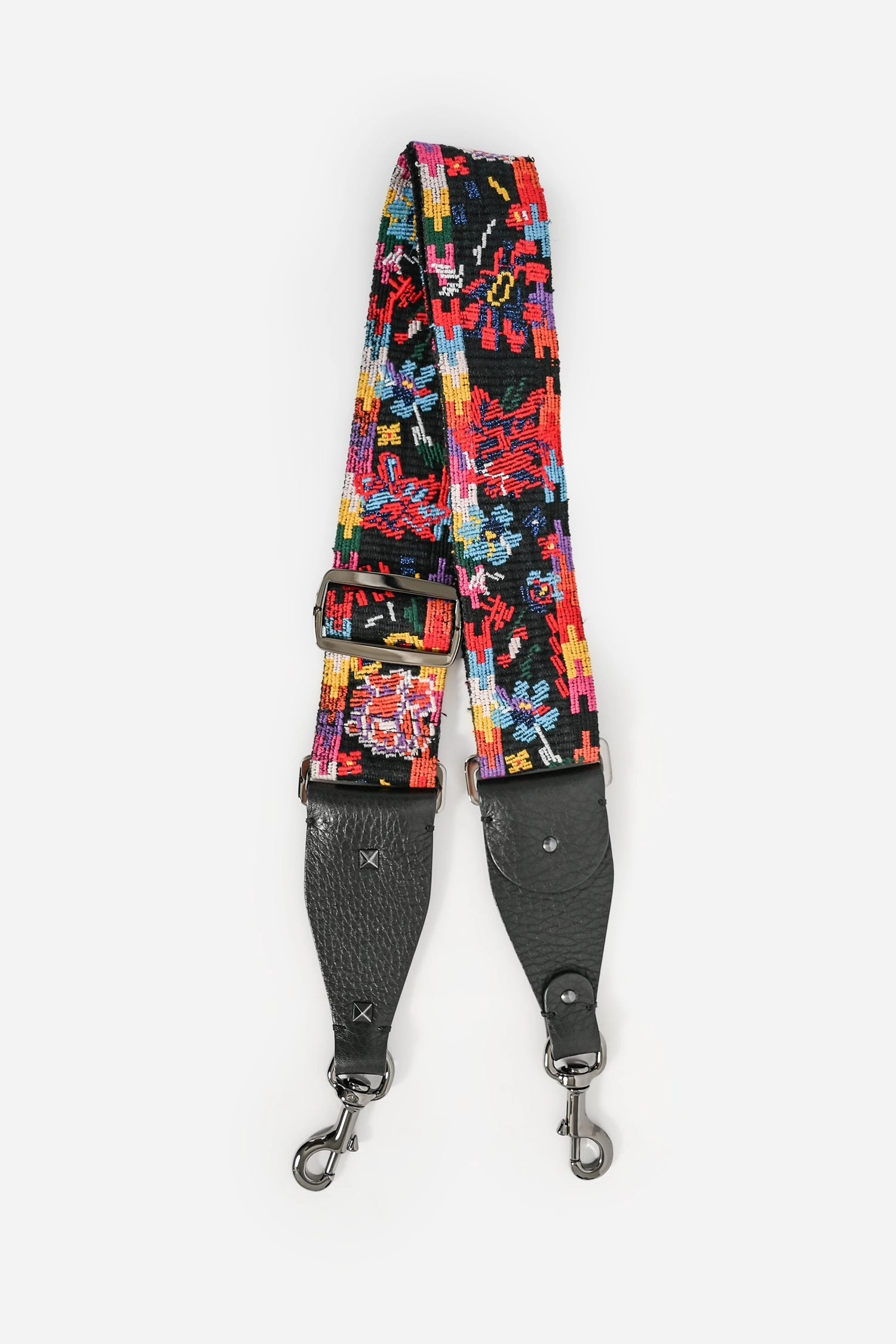 Valentino 2018 Black Leather Multicolour Beaded Guitar Crossbody Bag