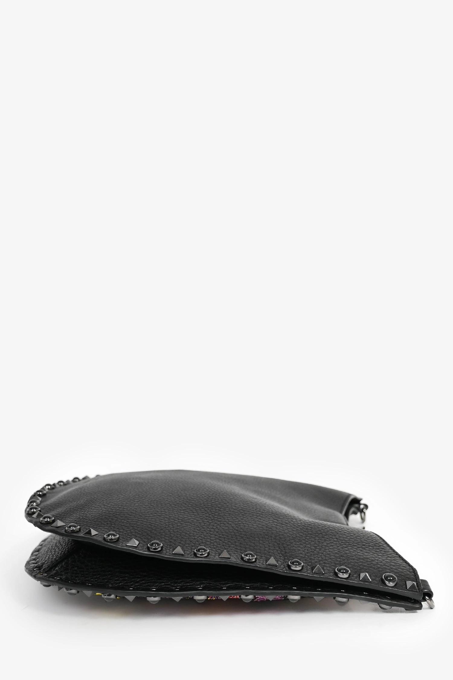 Valentino 2018 Black Leather Multicolour Beaded Guitar Crossbody Bag