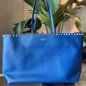 VALENTINO Cobalt Blue  Rockstud Shopping Tote Large