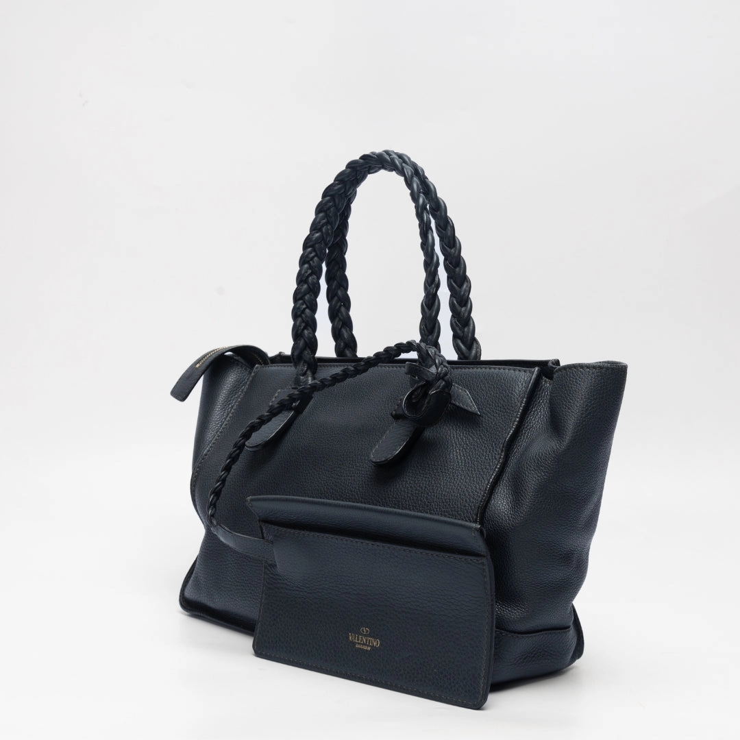 Valentino Garavani Grained Calfskin Black Tote