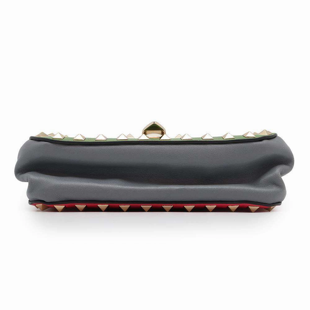 Valentino Garavani Studded Shoulder Bag Gray/Red/Green/Pink Leather