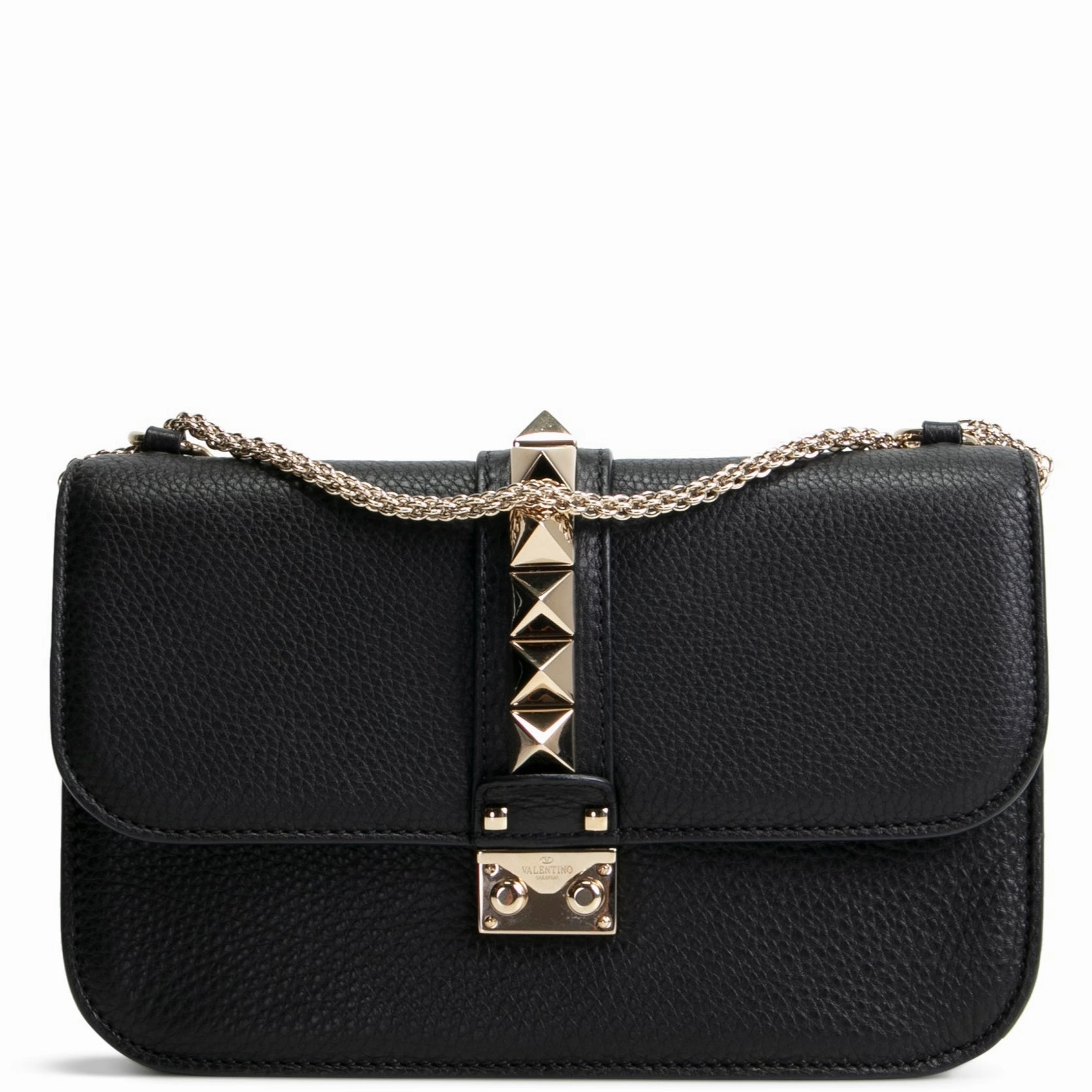 VALENTINO Glam Lock Rockstud Medium Flap Bag - Black