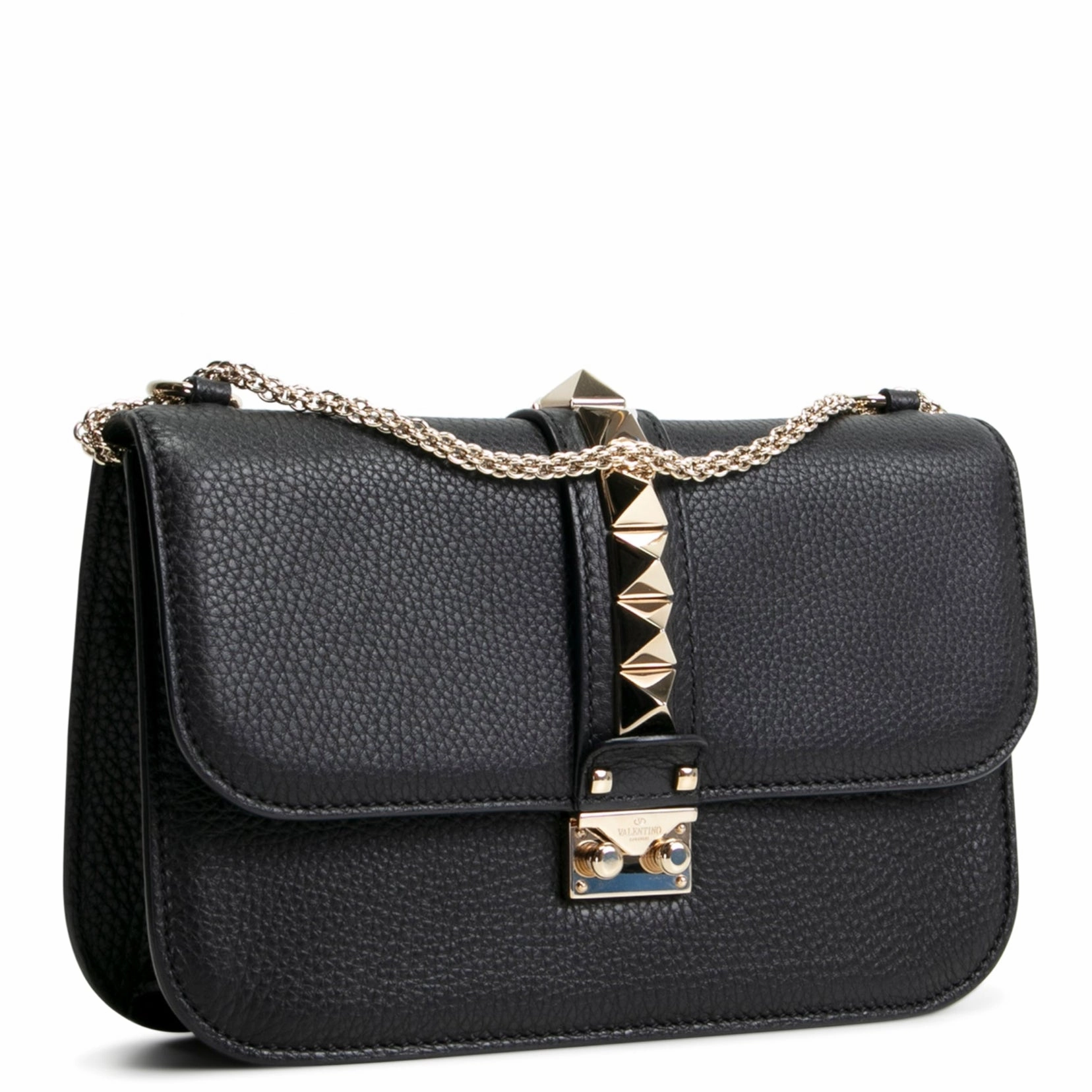 VALENTINO Glam Lock Rockstud Medium Flap Bag - Black