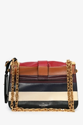 Valentino Multicoloured Leather B-Rockstud Striped Crossbody