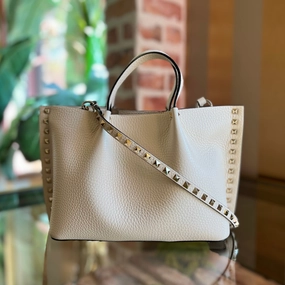 VALENTINO Rockstud Small Grained Calfskin Tote Bag