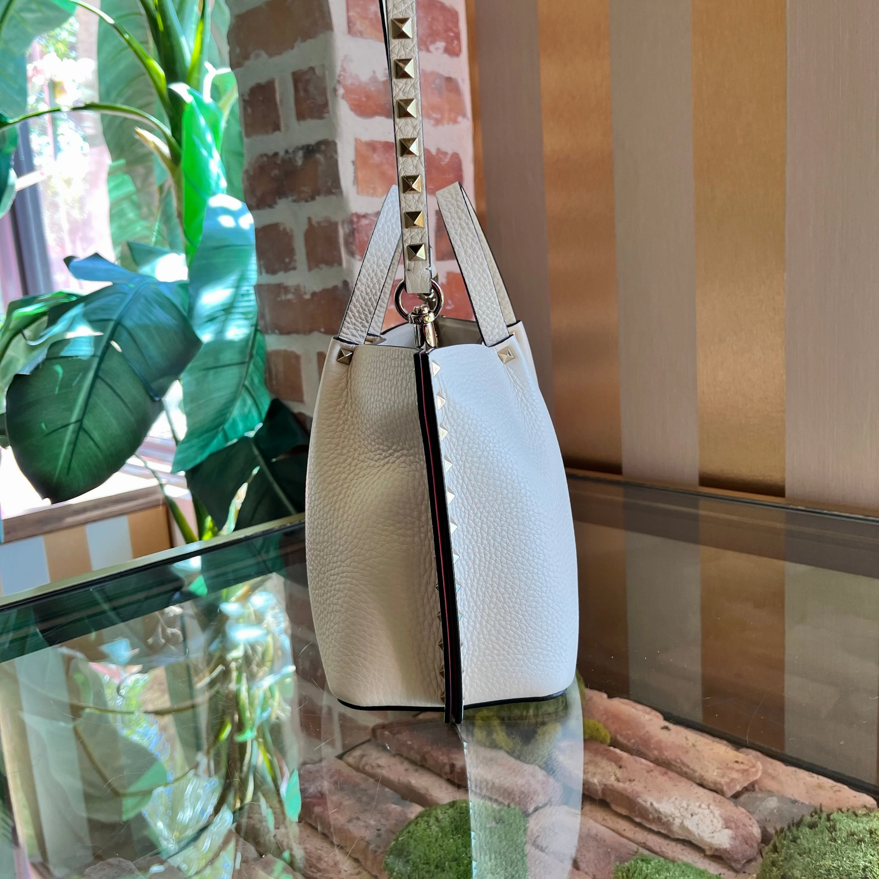 VALENTINO Rockstud Small Grained Calfskin Tote Bag