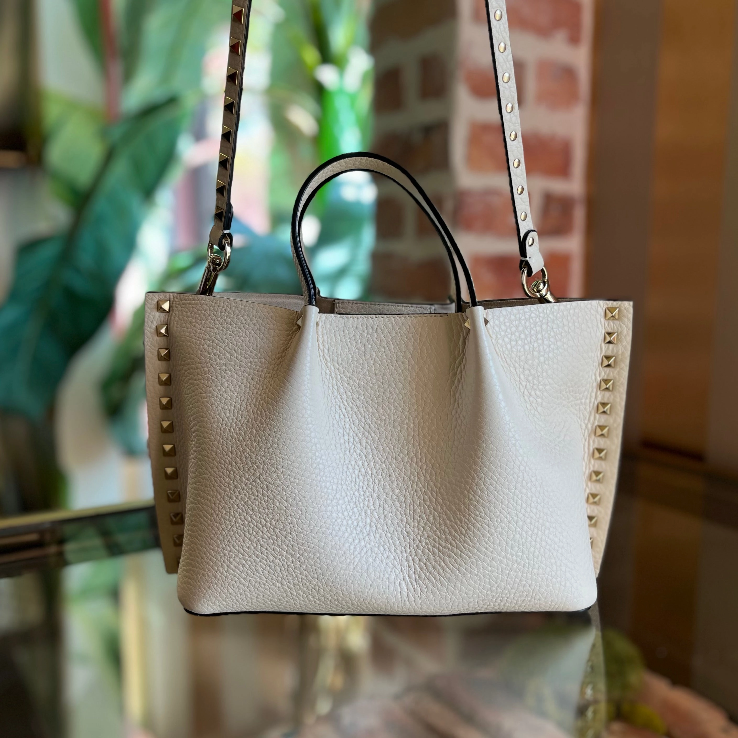 VALENTINO Rockstud Small Grained Calfskin Tote Bag