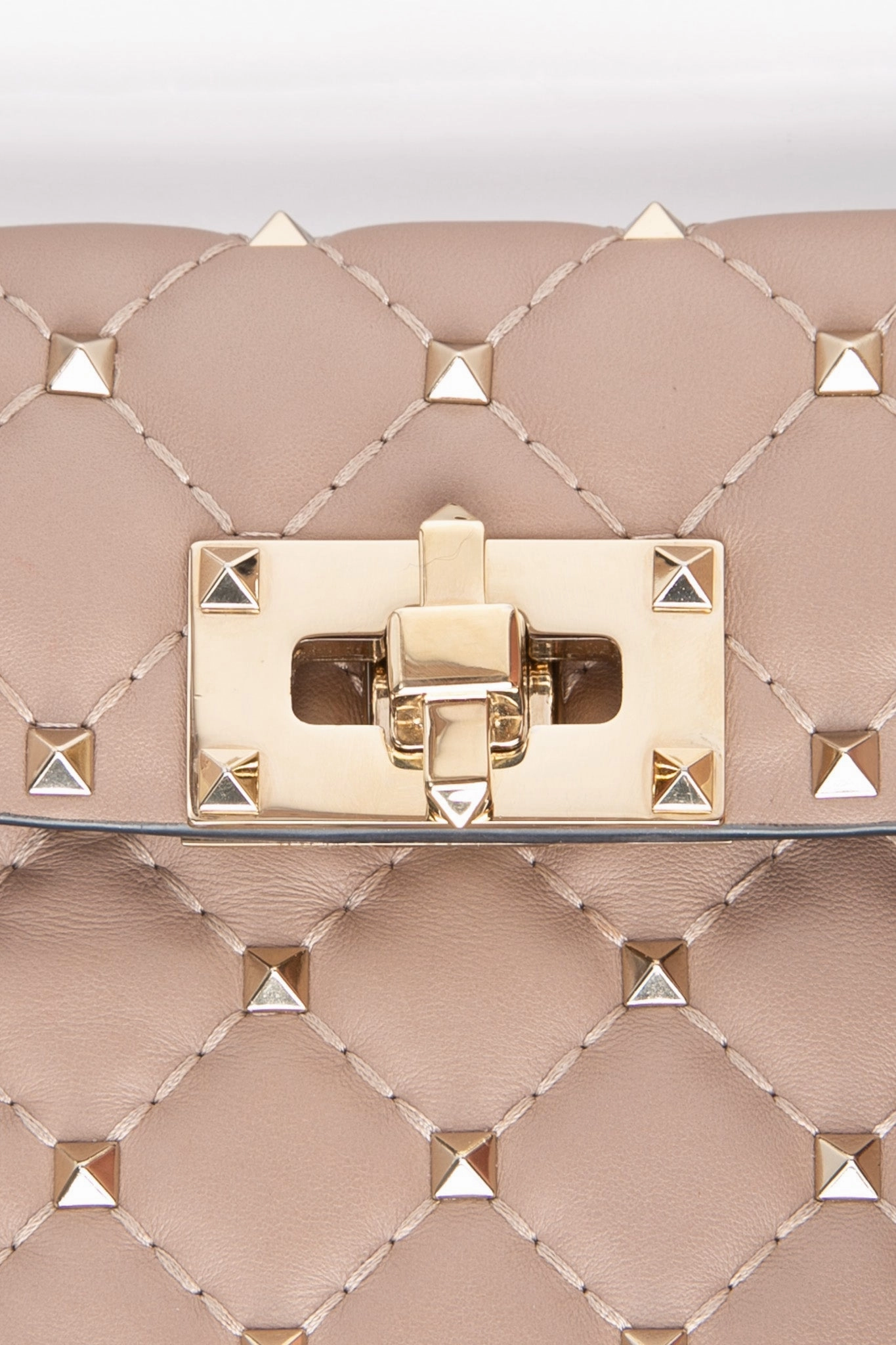 VALENTINO Rose Beige Rockstud Spike Leather Crossbody