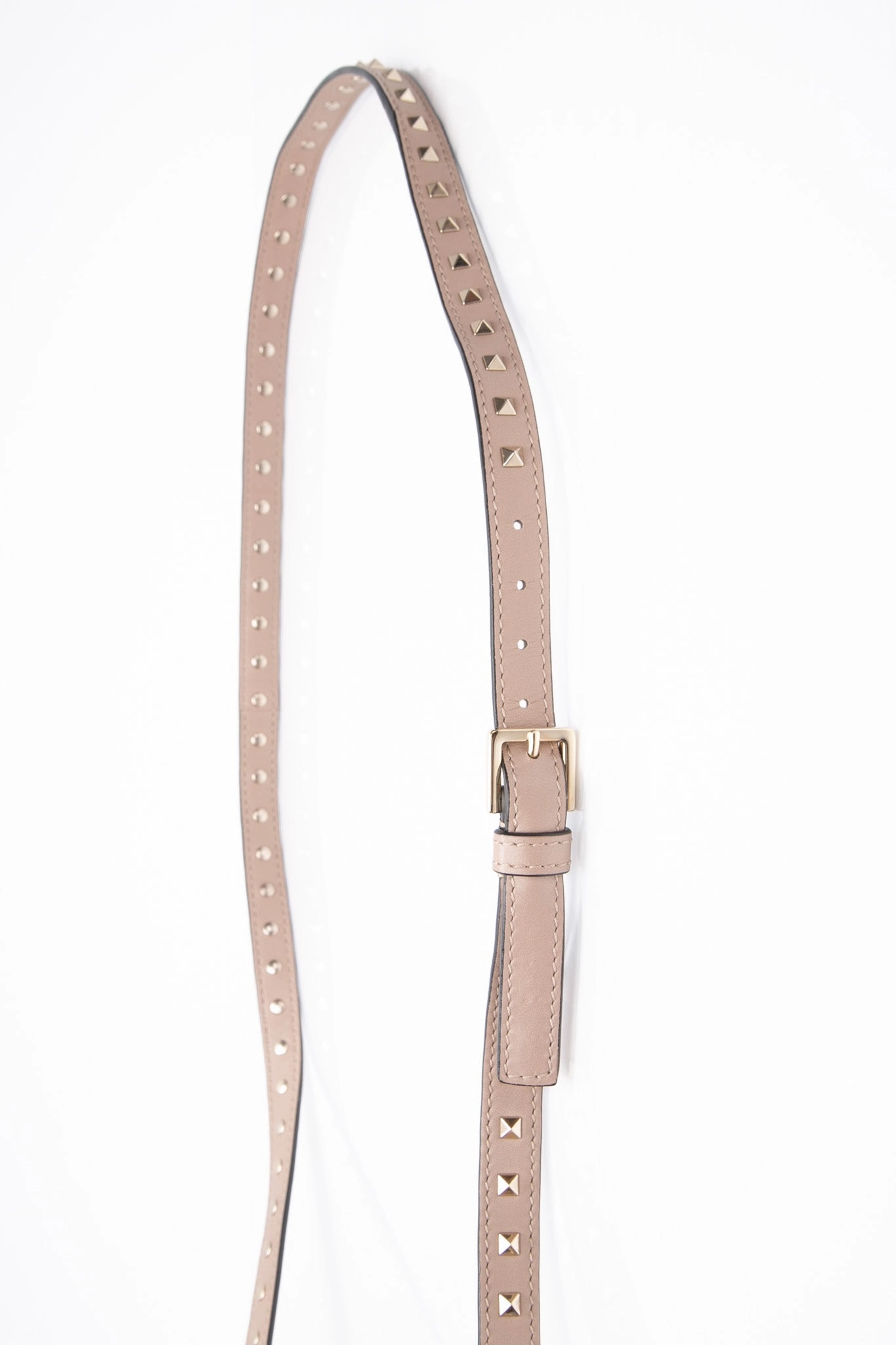 VALENTINO Rose Beige Rockstud Spike Leather Crossbody