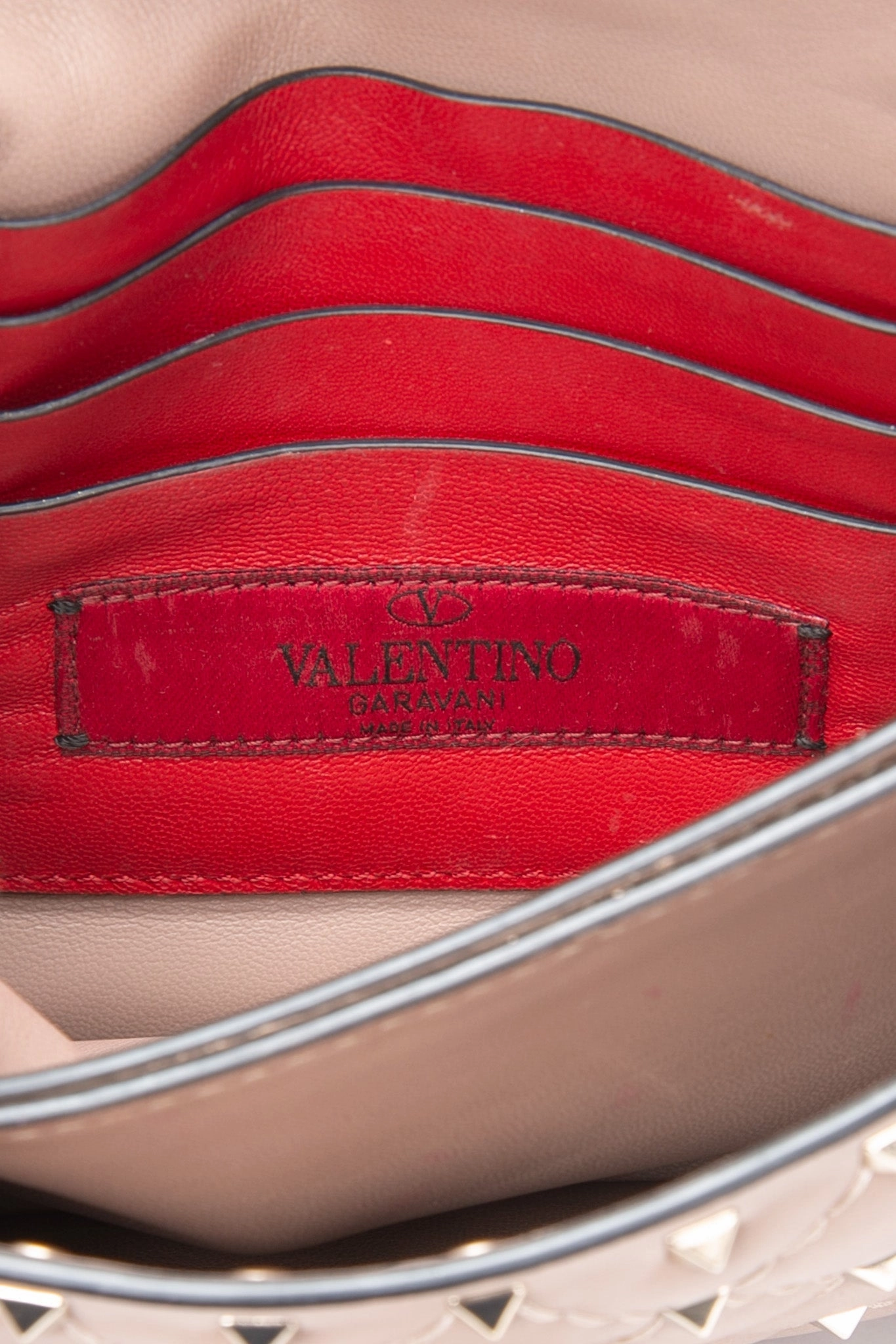 VALENTINO Rose Beige Rockstud Spike Leather Crossbody