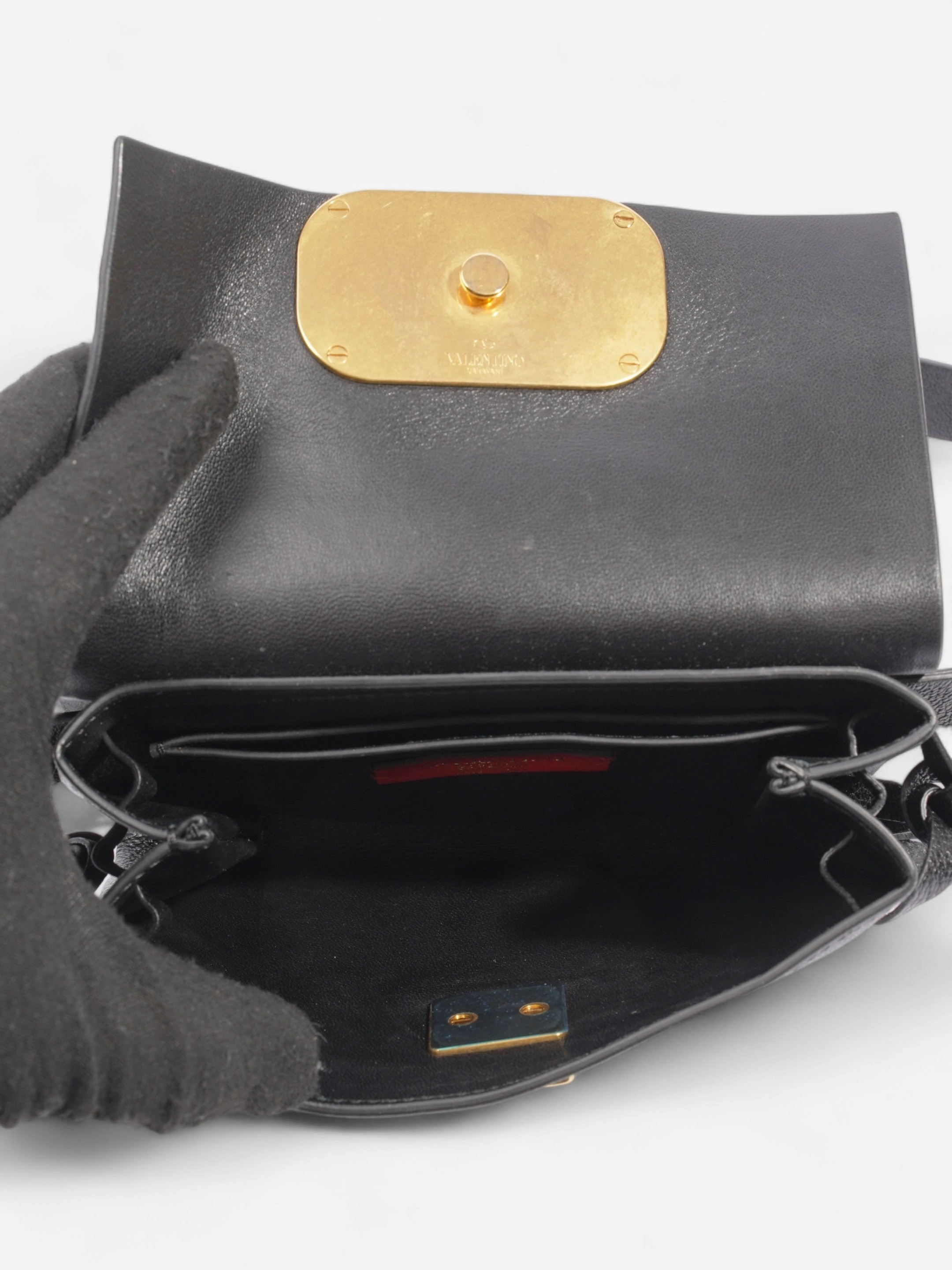 Valentino VRING Crossbody Bag Black Leather