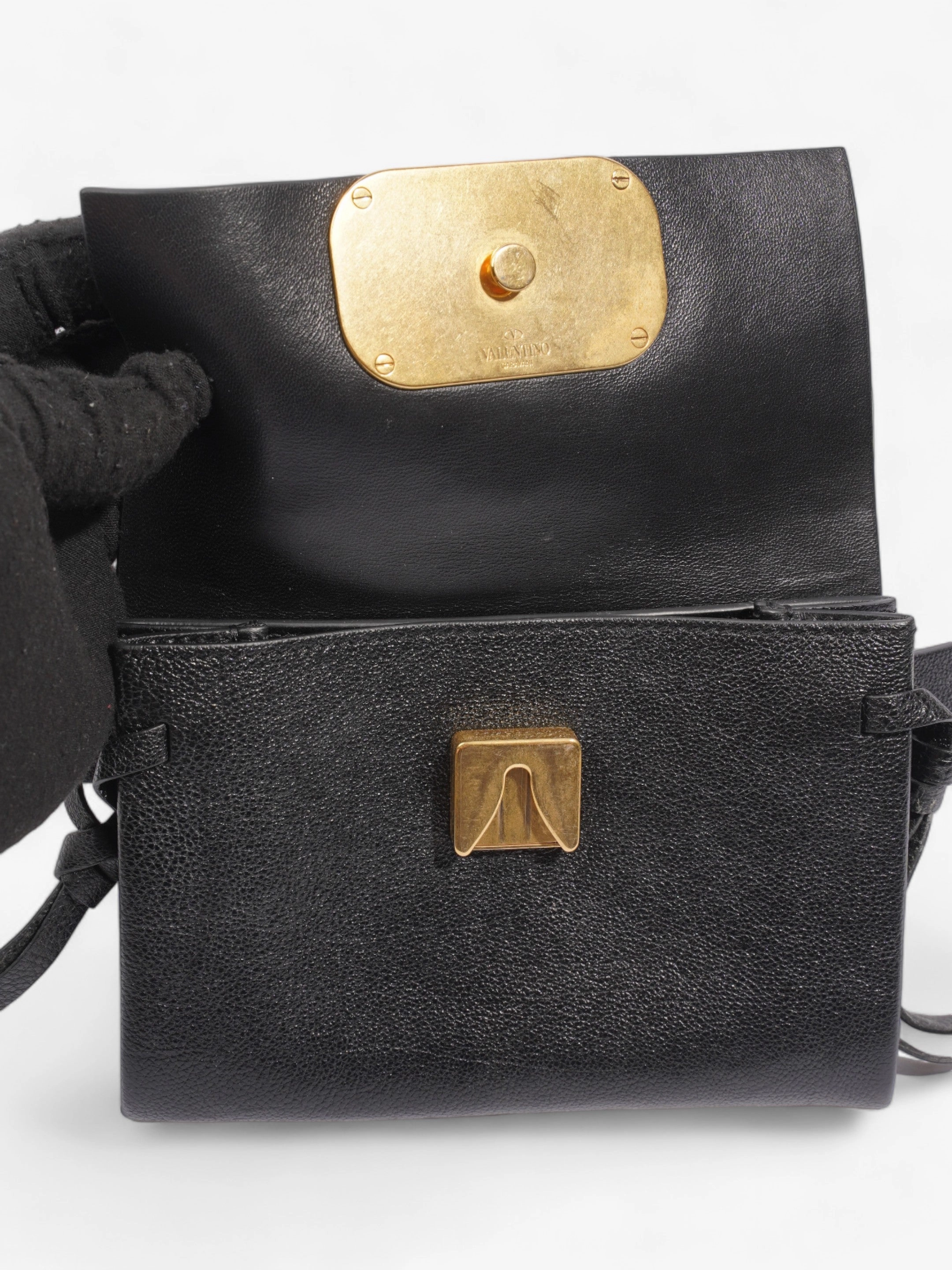 Valentino VRING Crossbody Bag Black Leather