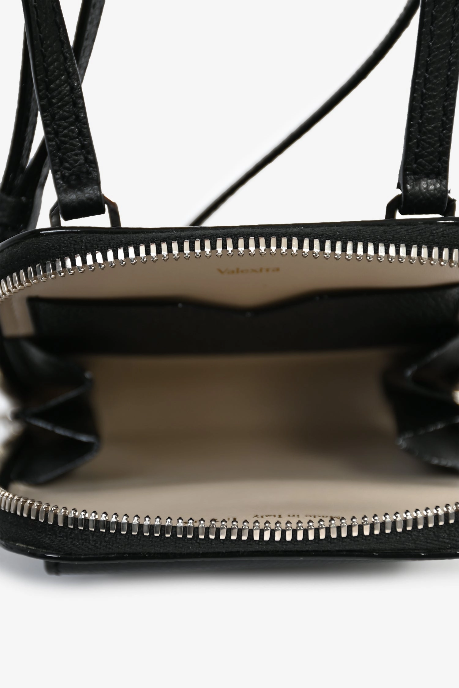 Valextra Black Leather Crossbody Phone Case