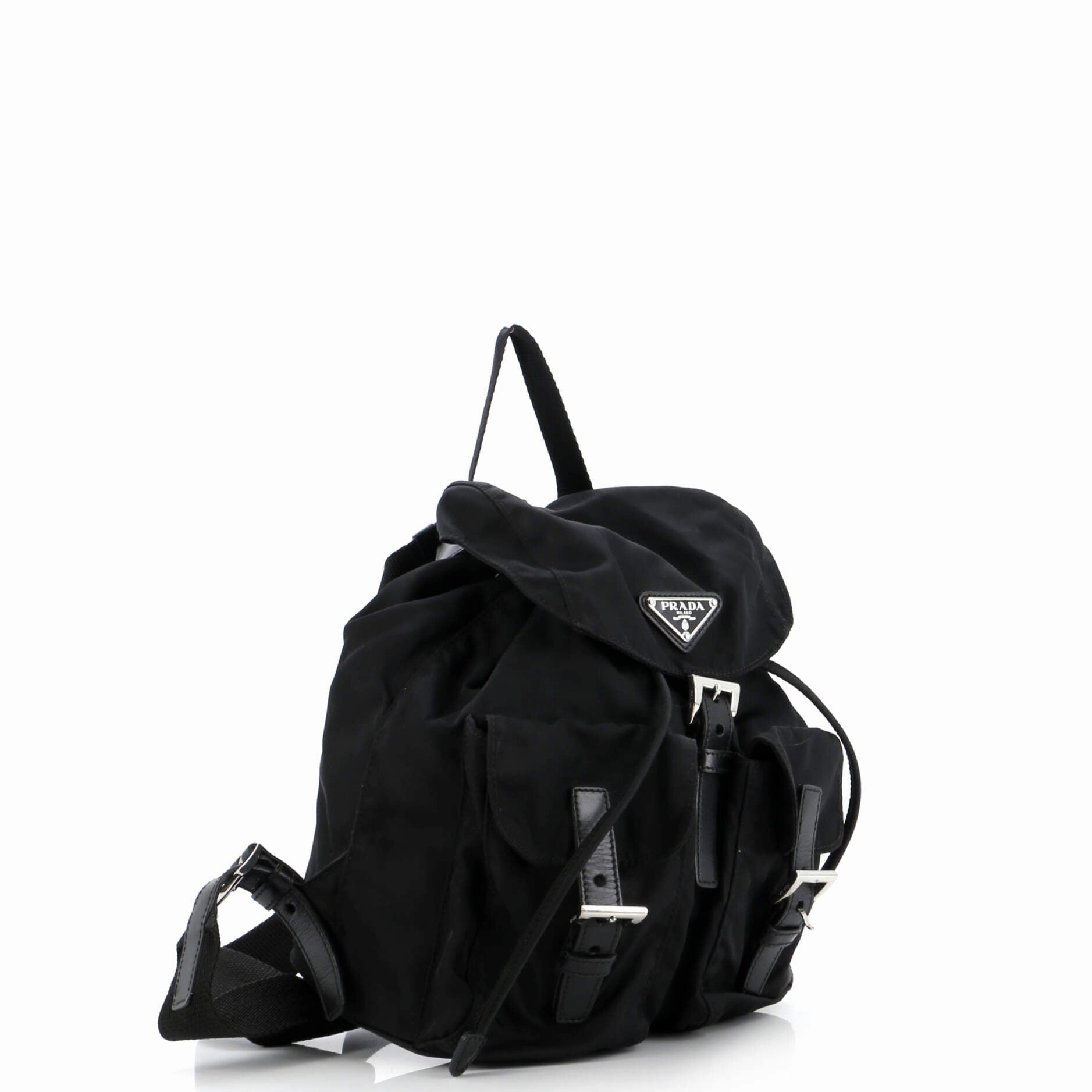 Vela Double Front Pocket Backpack Tessuto with Saffiano Leather Small