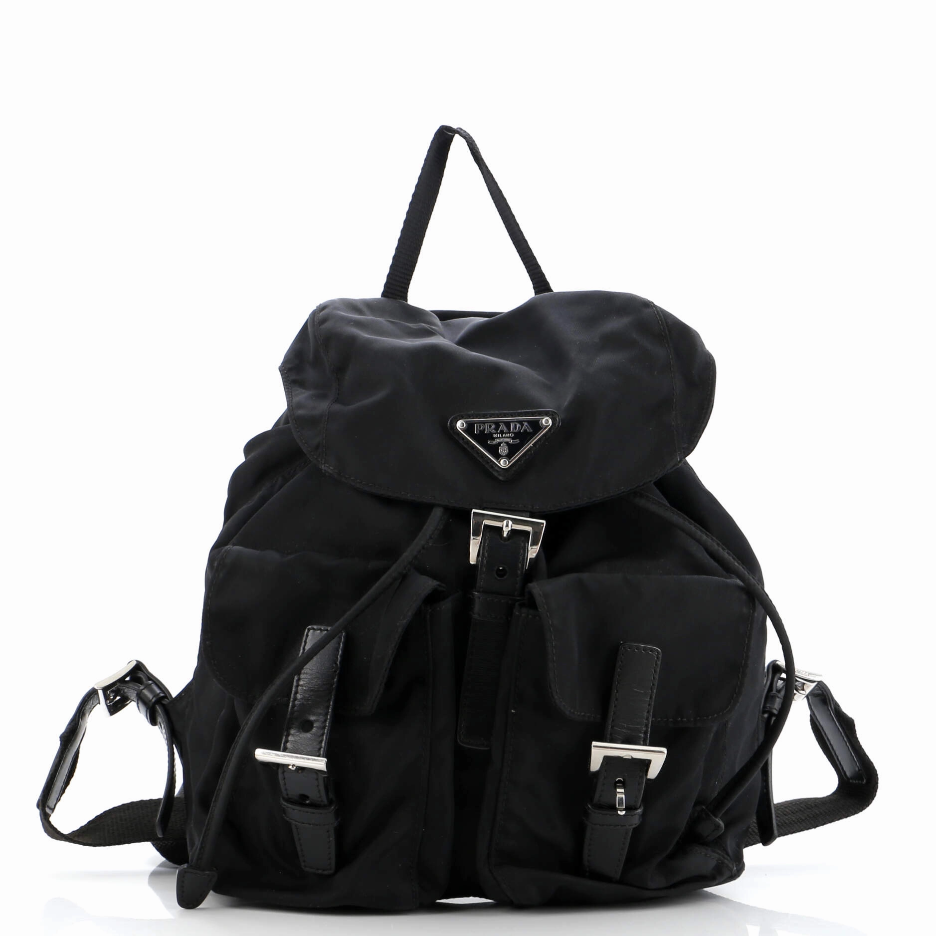 Vela Double Front Pocket Backpack Tessuto with Saffiano Leather Small