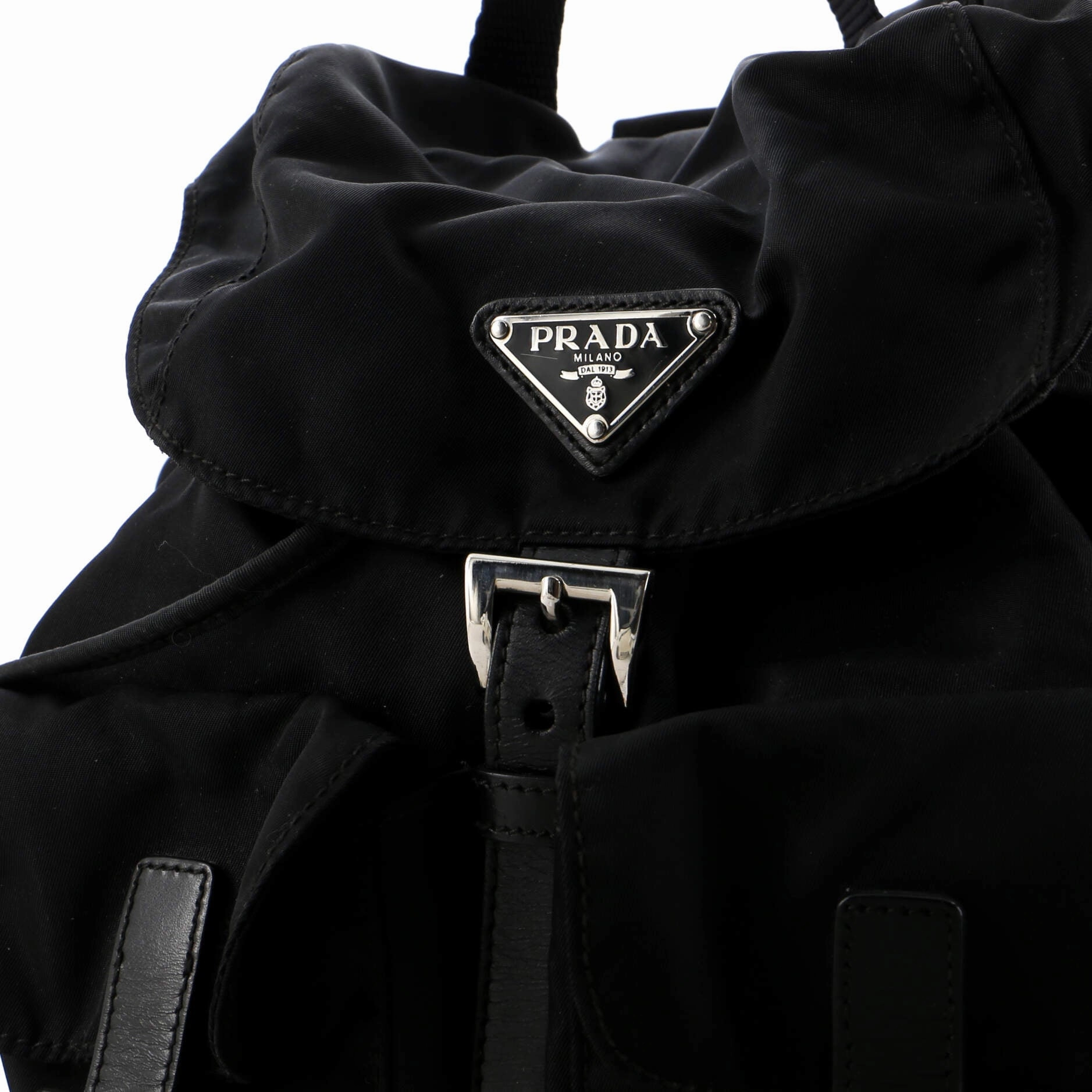 Vela Double Front Pocket Backpack Tessuto with Saffiano Leather Small