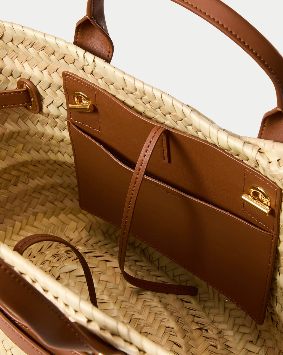 Veronica Beard Raffia Dash Basket Tote