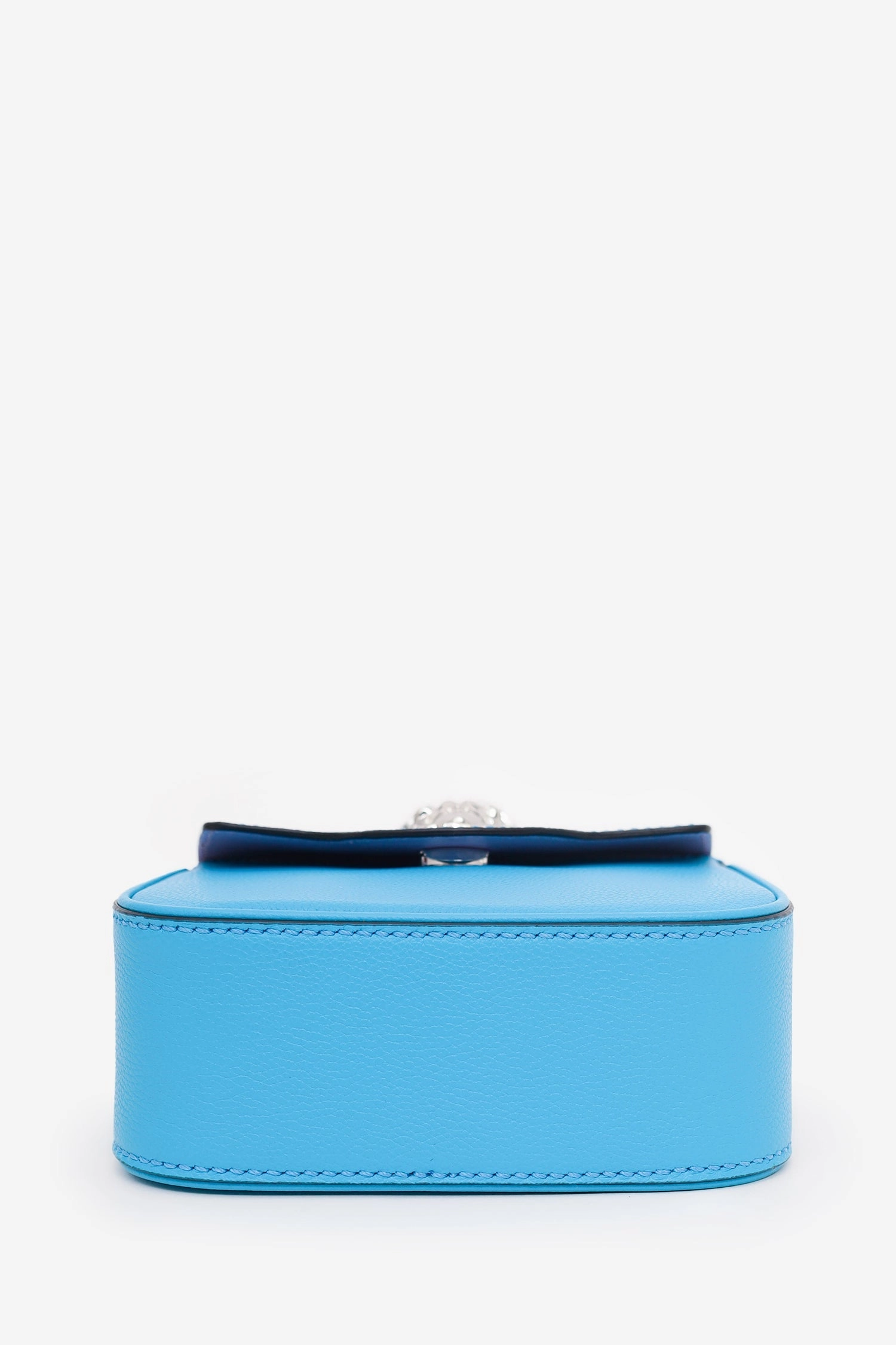 Versace Blue Leather La Medusa Chain Handle Bag with Strap